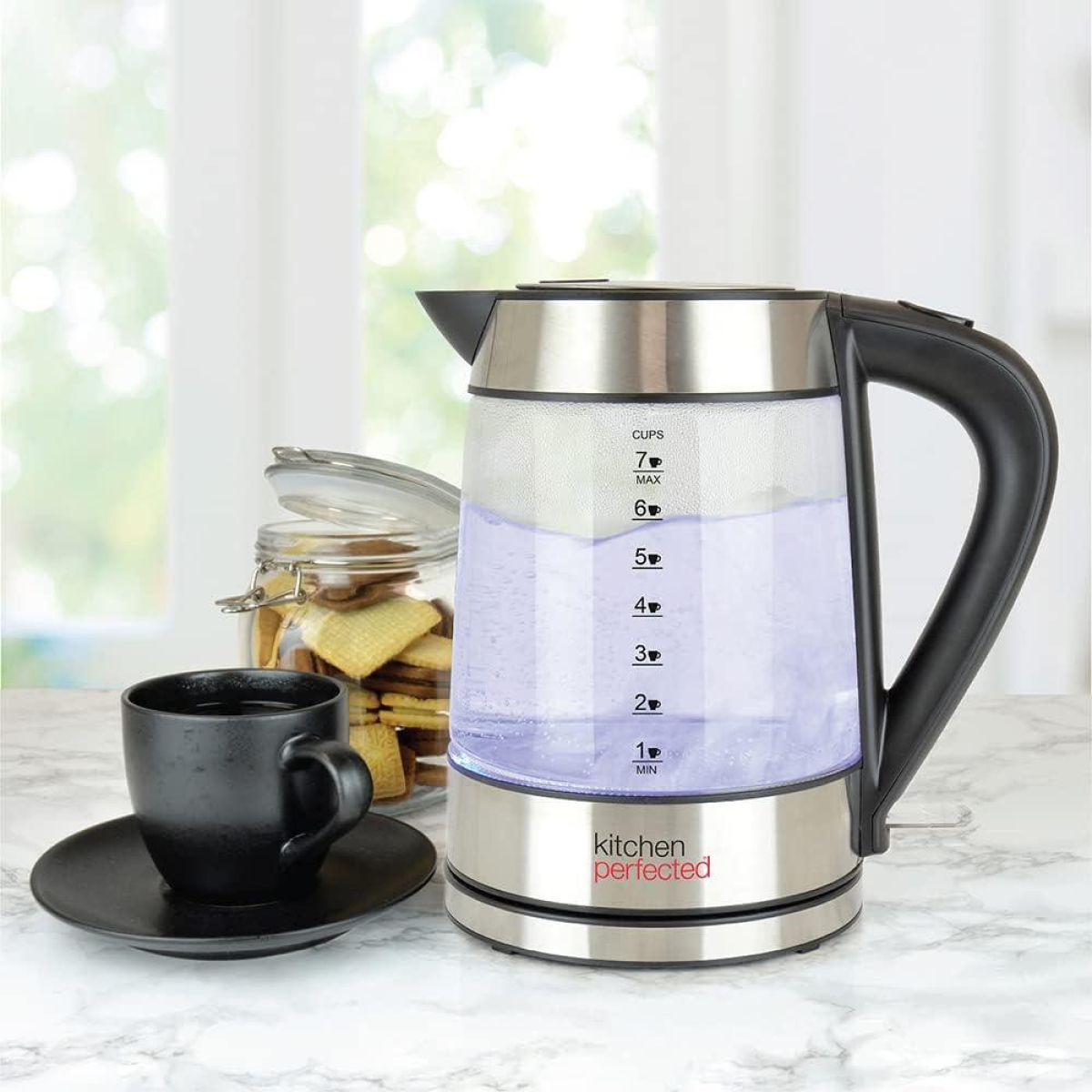 KitchenPerfected Eco-Friendly 1.7L Cordless Illuminated Glass Kettle
