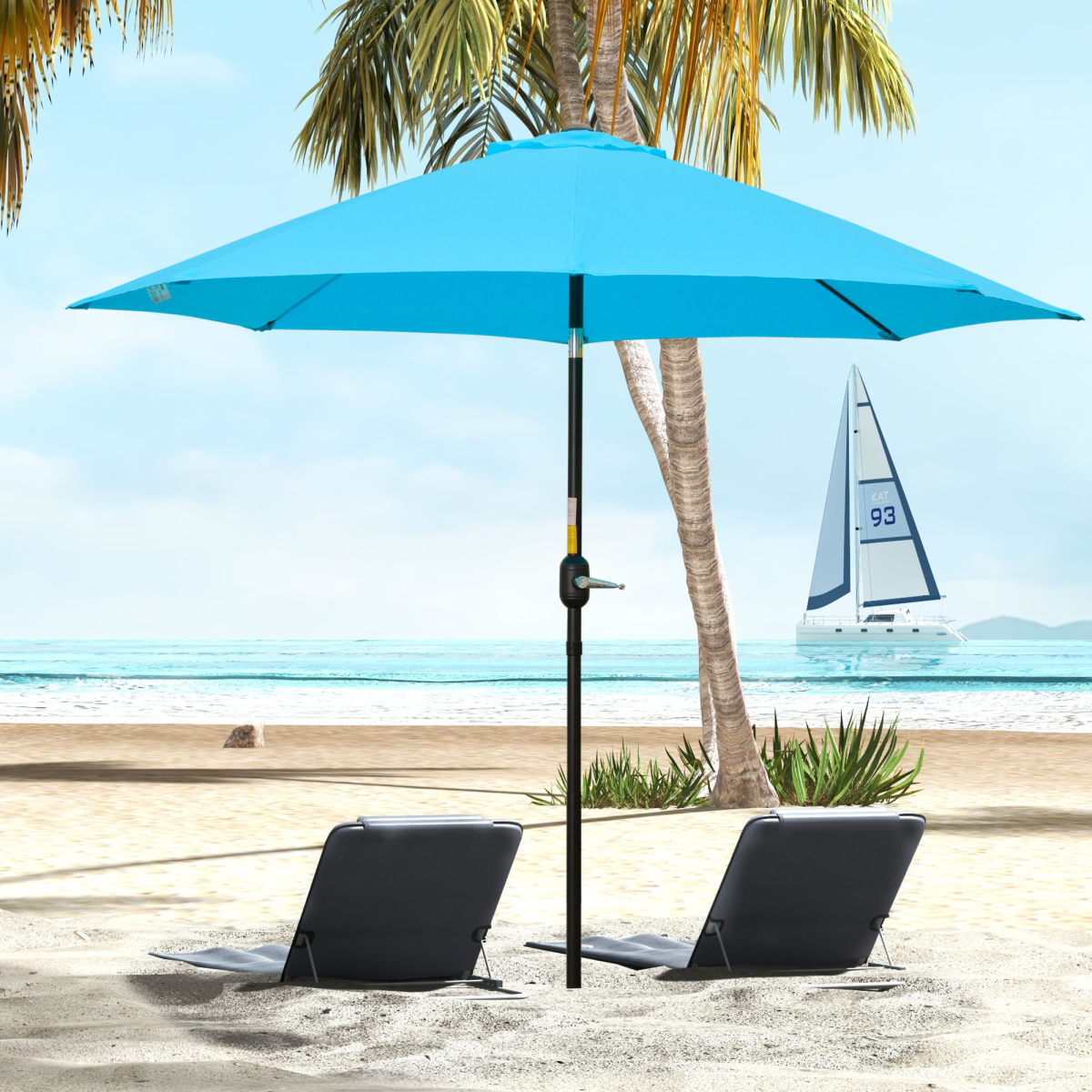 Outsunny 2.63m Tilting Patio Umbrella with Crank, Blue
