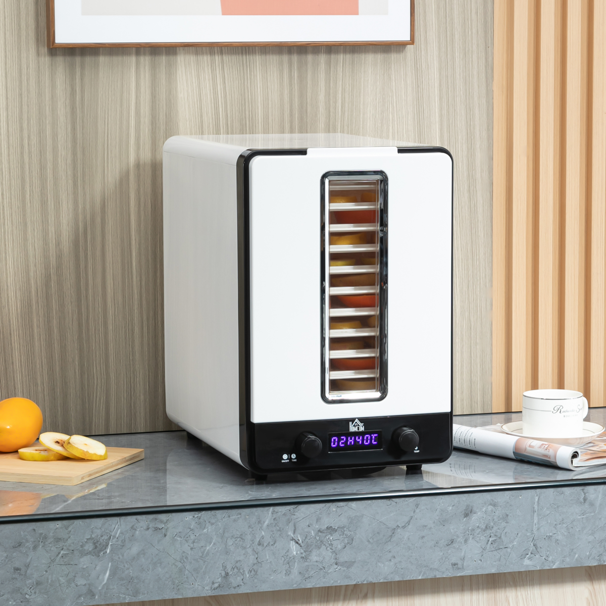 HOMCOM 11-Tier 550W Food Dehydrator with Adjustable Temperature, White