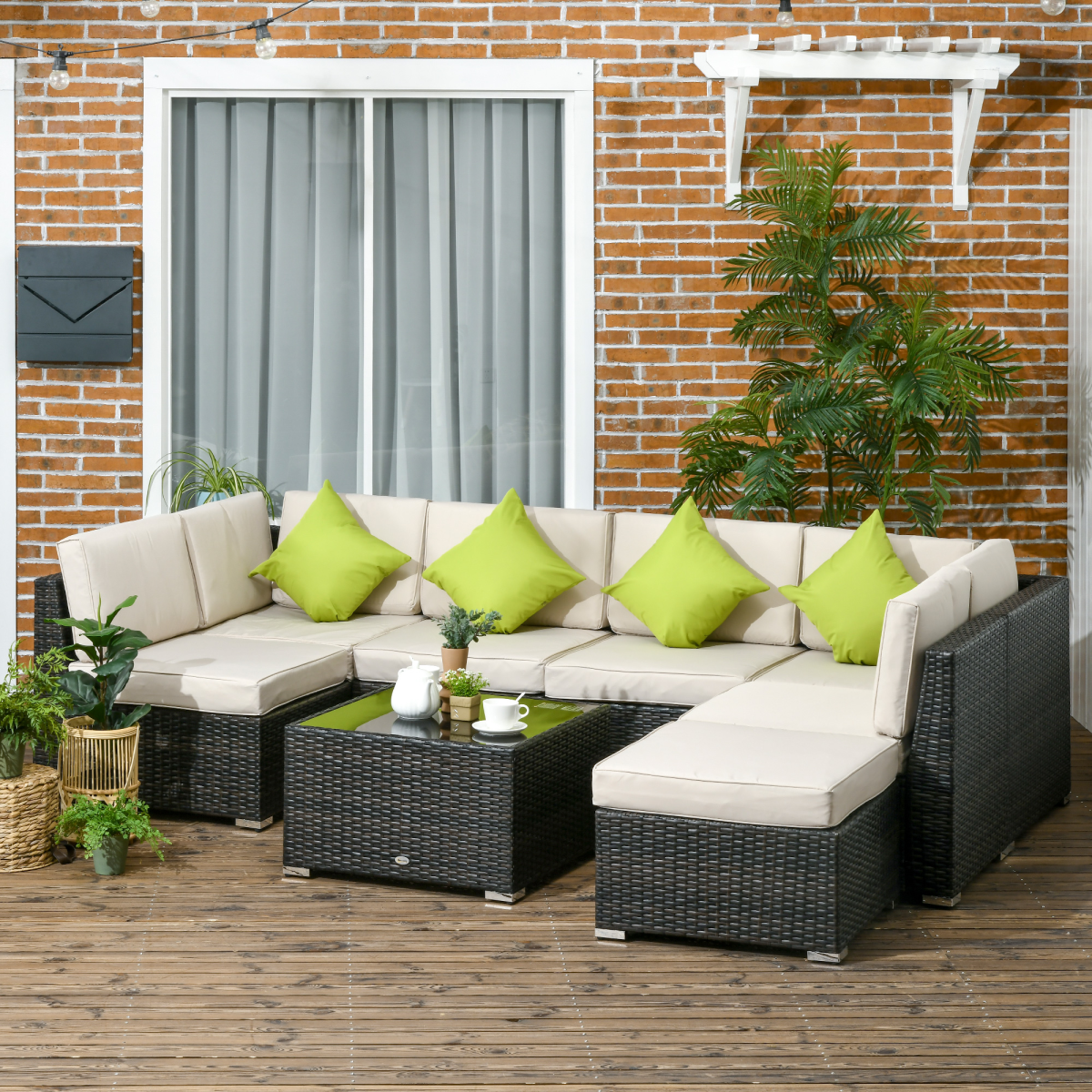 Outsunny 8-Piece Brown Rattan Patio Sofa Set