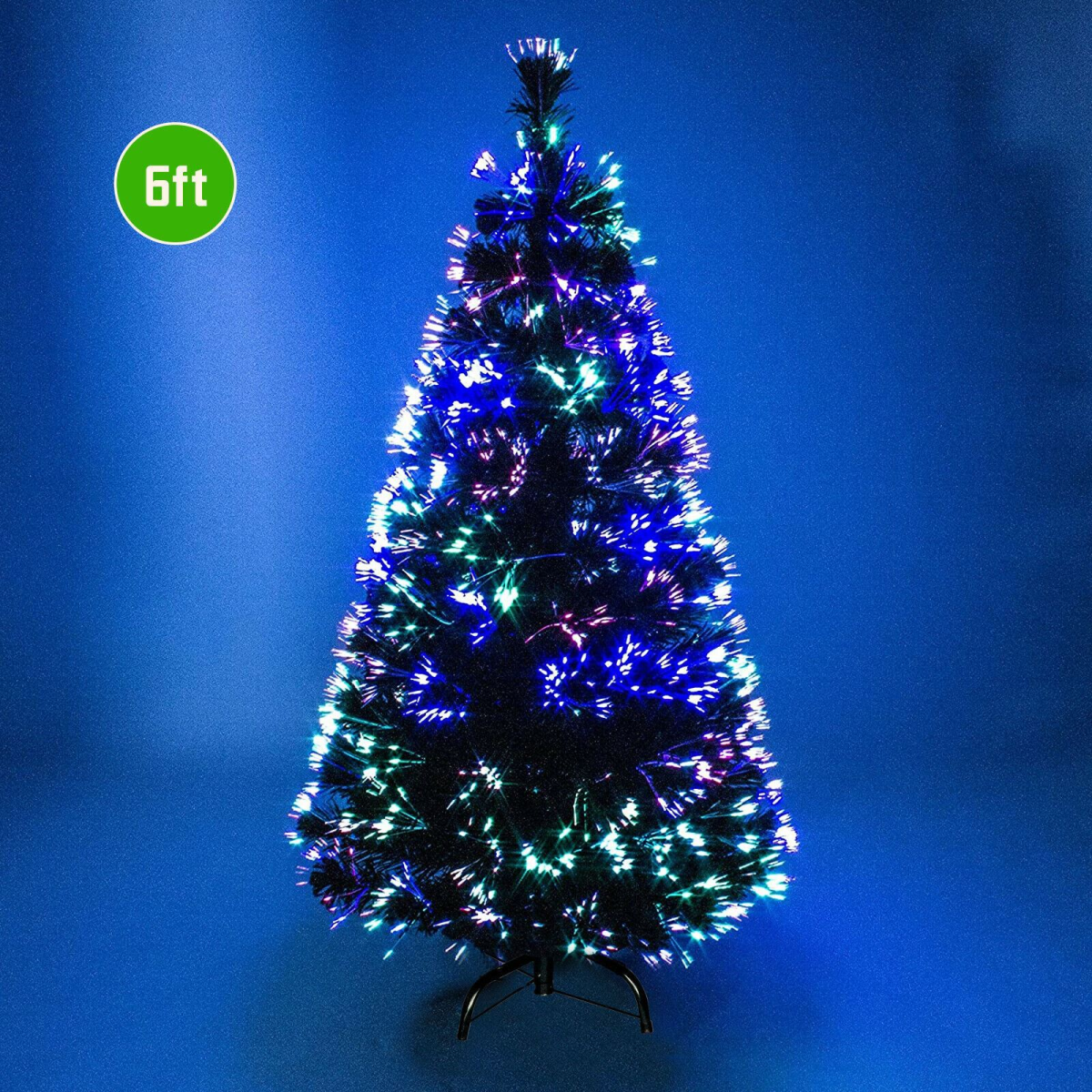 6FT 180CM Fibre Optic Green Artificial Christmas Tree with Colour Changing Lights