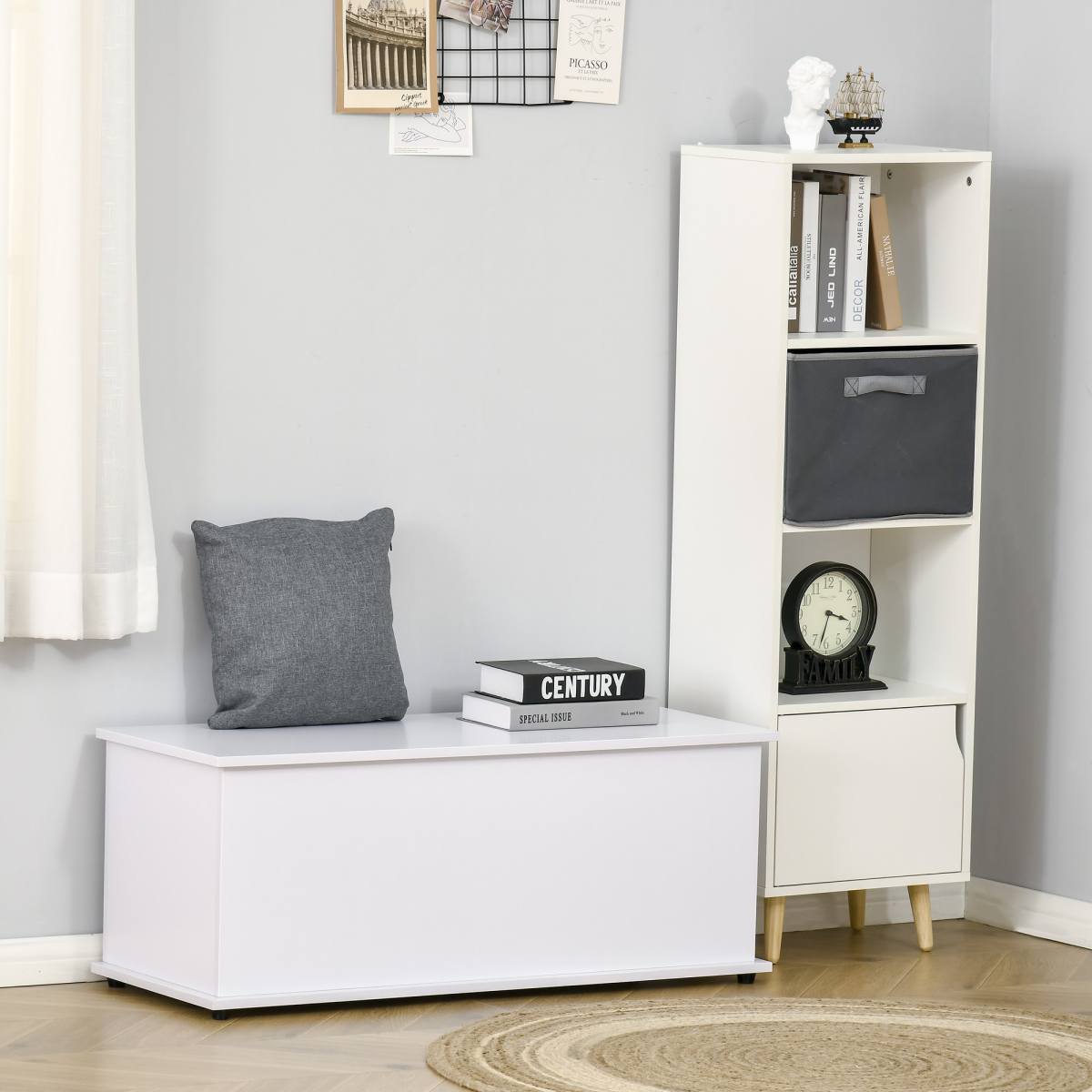 White Storage Chest with Lid, Spacious 60kg Capacity