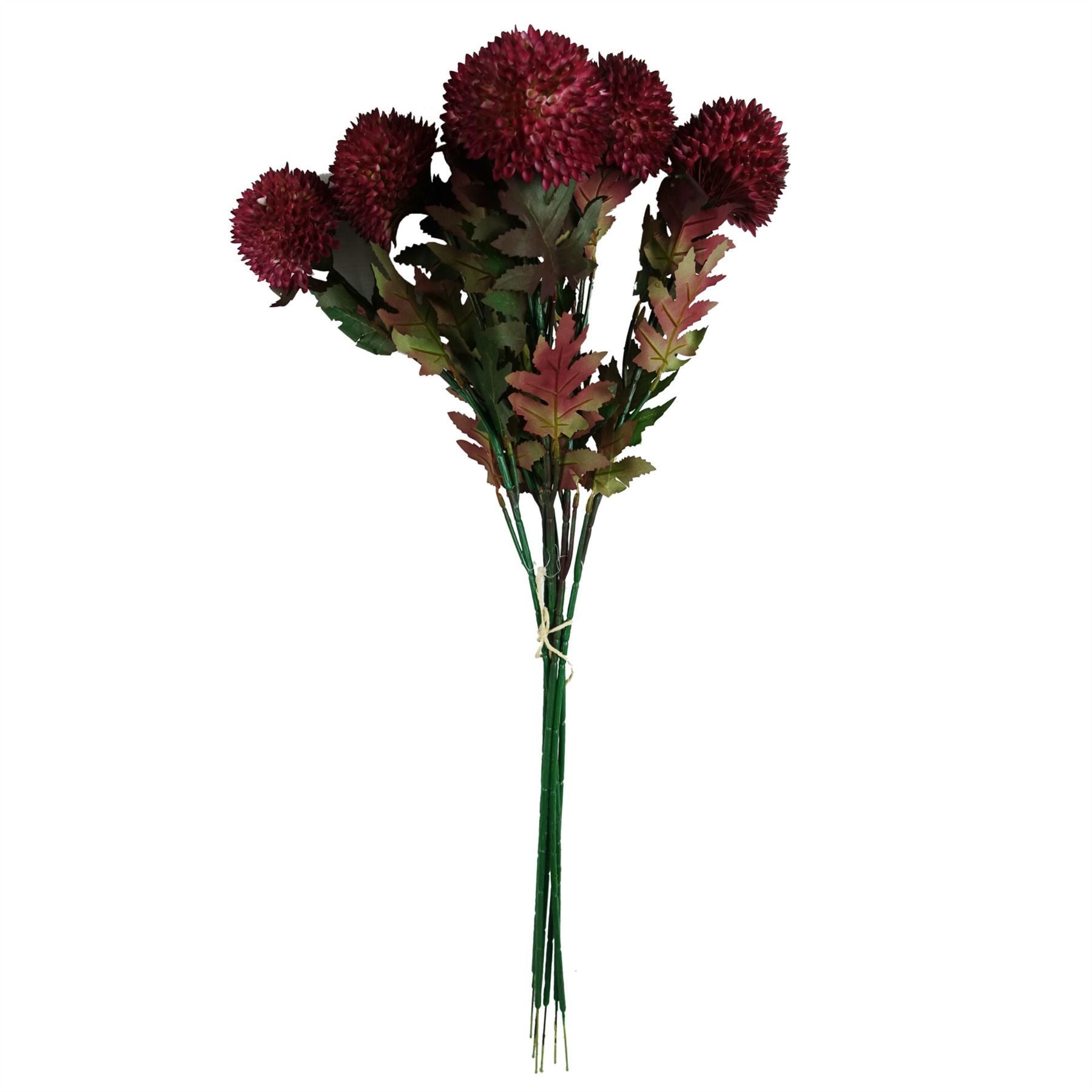 Leaf Pack of 6 Large Ball Dahlia Artificial Flower Stems Pink 70cm