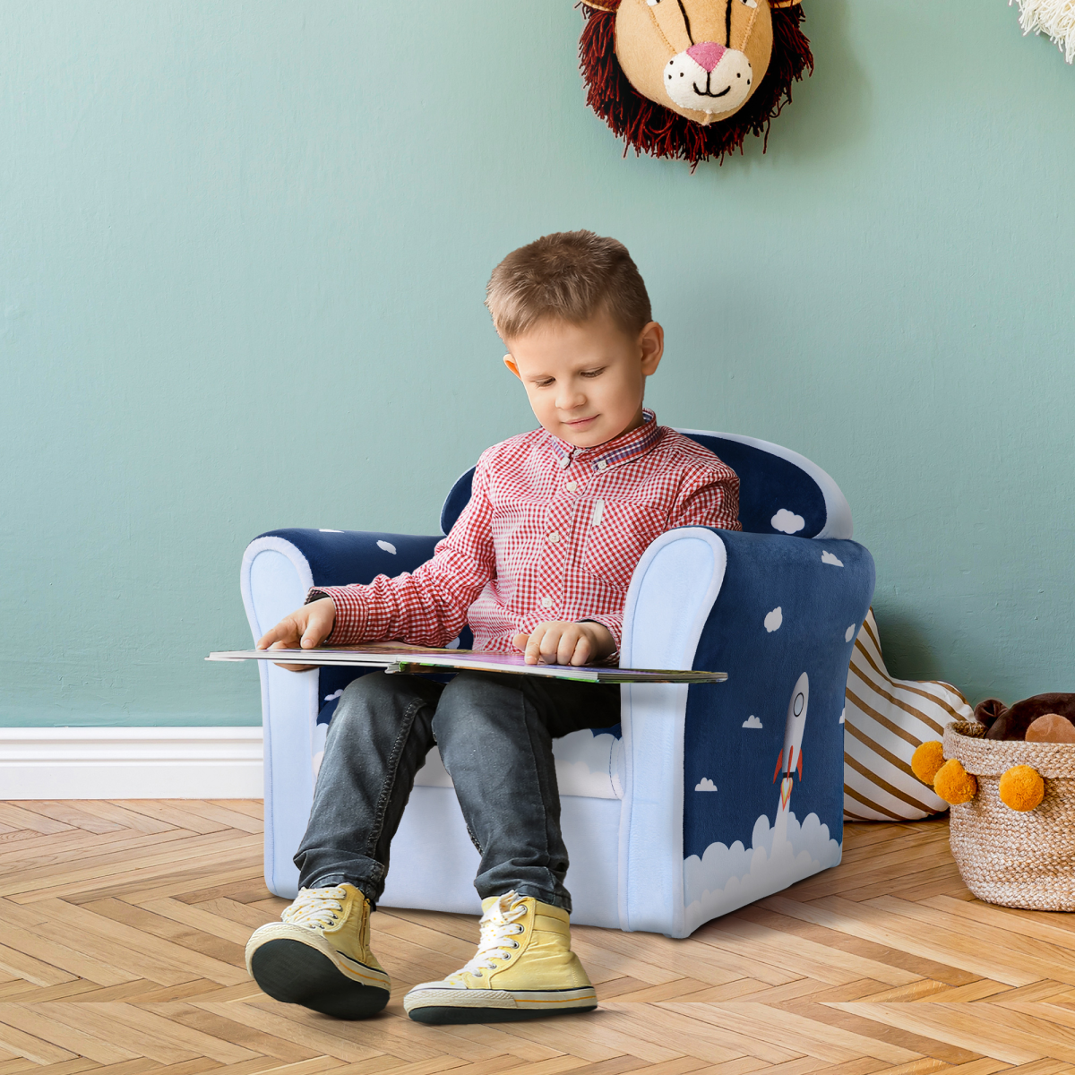 HOMCOM Kids Rocket Armchair, Children's Sofa Seat, 18M+, 45kg