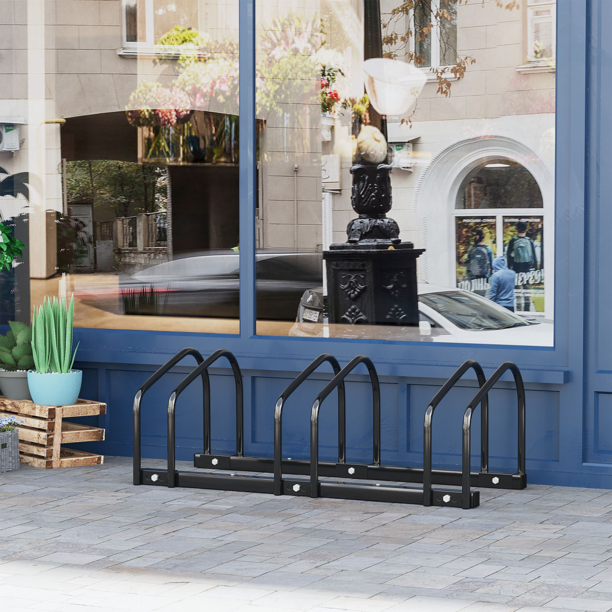 3-Bike Parking Rack, Floor or Wall Mount Bicycle Storage Stand, Detachable Steel, Black
