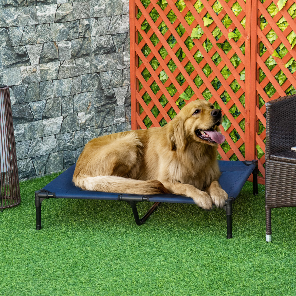Pawhut Raised Pet Cot Bed for Dogs and Cats, Elevated Hammock with Metal Frame, 600D Oxford Fabric, Portable, Detachable, Easy to Assemble