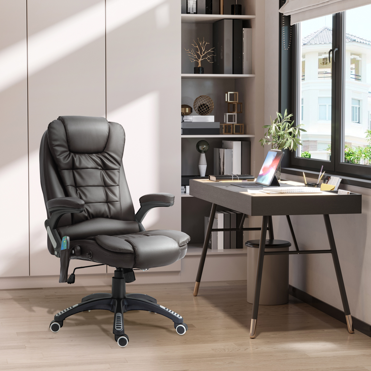 Executive Reclining Office Chair with Massage and Heat, Brown
