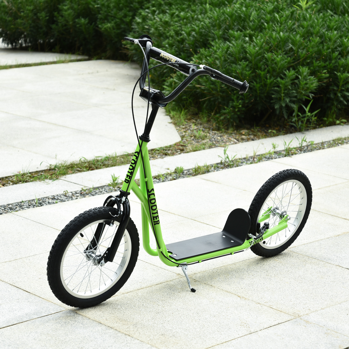 HOMCOM Kids Kick Scooter with Adjustable Handlebar 90-96cm, Inflatable Rubber Tyres, Dual Brake, Steel Frame