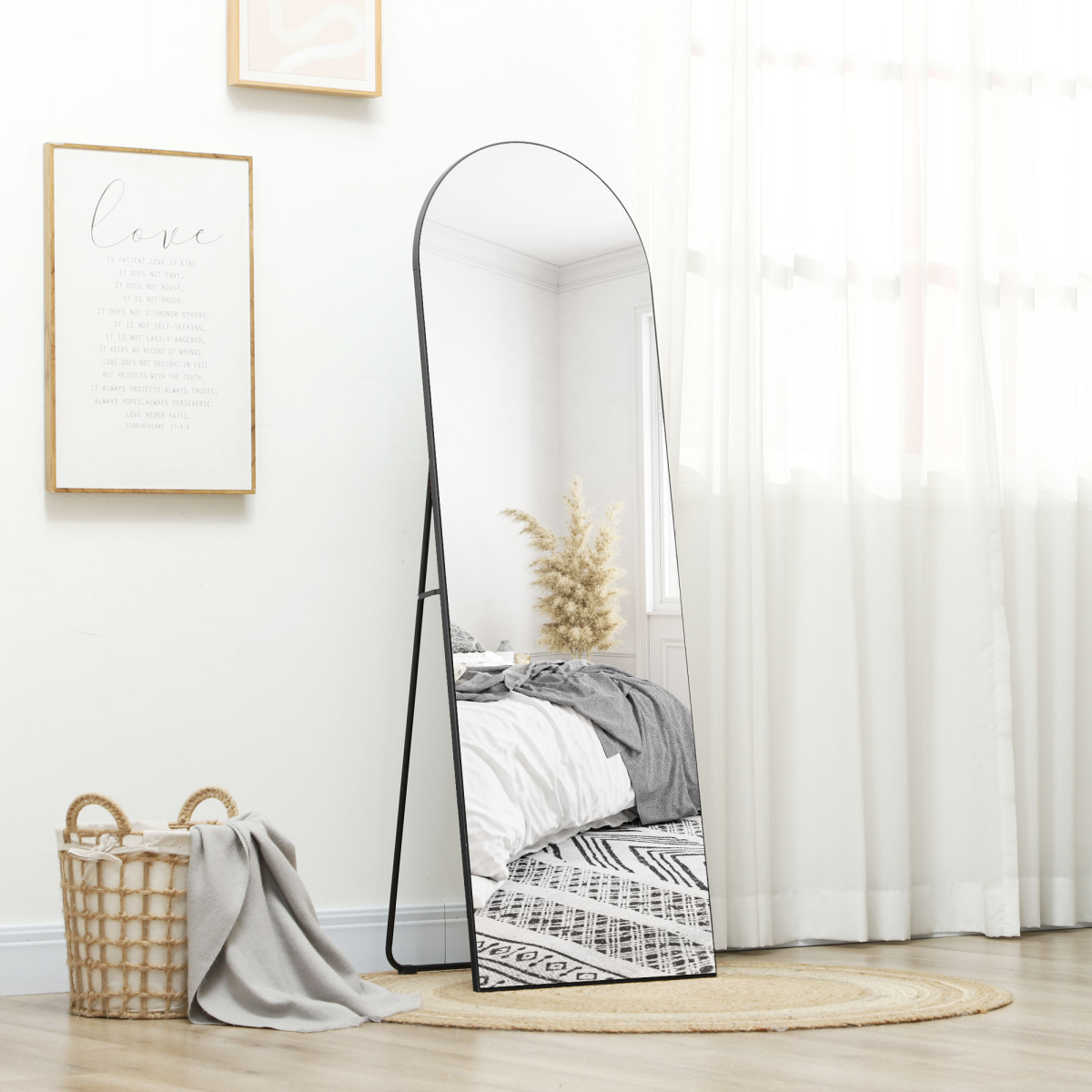 HOMCOM Full Length Wall-Mount Leaning Standing Mirror 150 x 50cm Black
