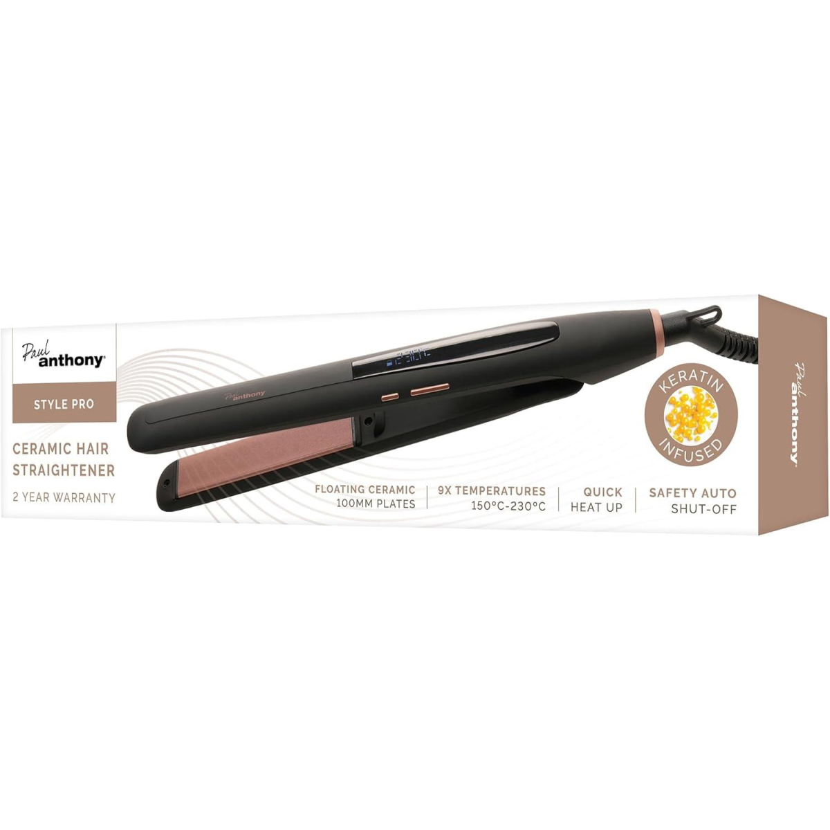Paul Anthony 'StylePro' Ceramic Hair Straightener with Keratin