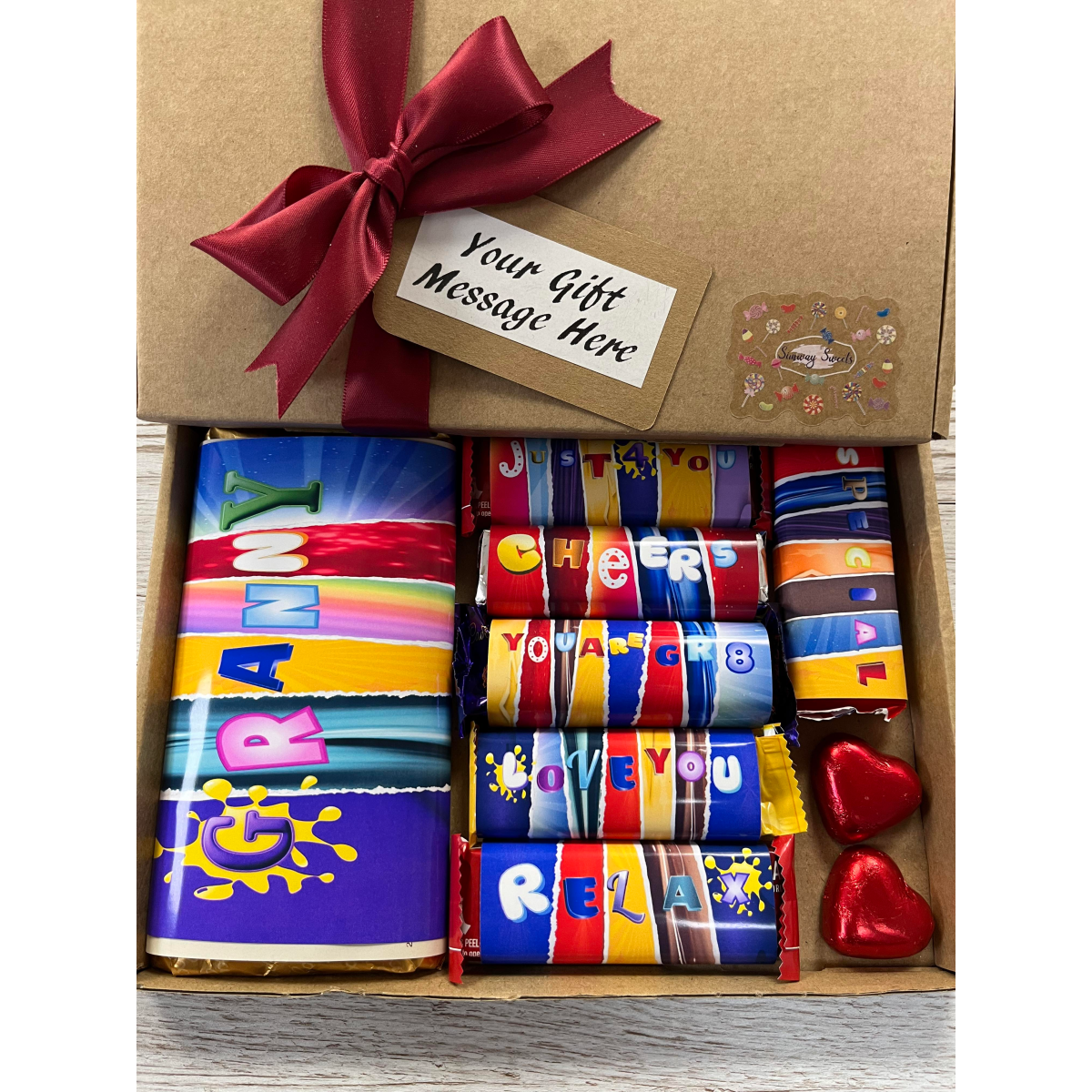 Mother’s Day Gift Box with Fun Chocolate Bar Wrappers – Simway Sweets