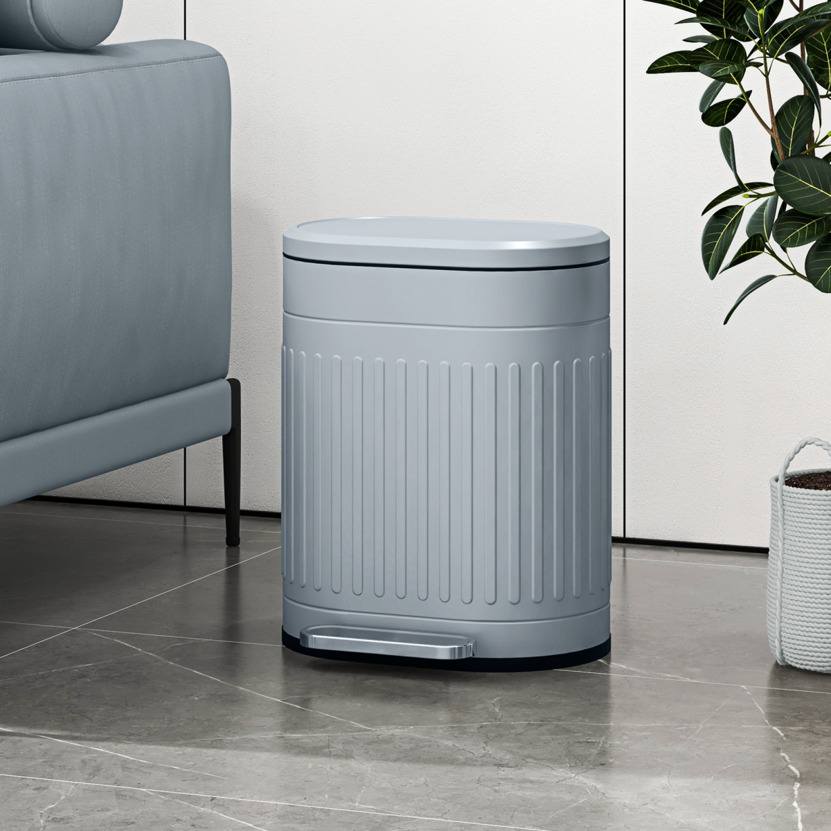 HOMCOM 20L Soft Close Pedal Bin with Stay-Open Lid - Grey