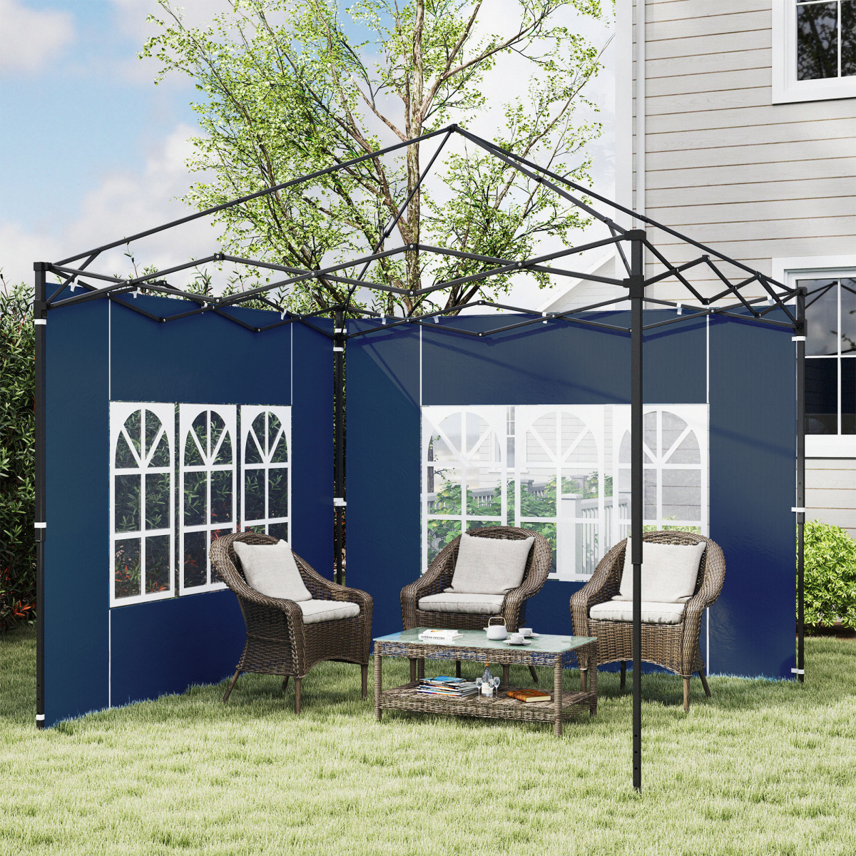 Outsunny 2-Pack Blue Gazebo Side Panels for 3x3m/3x6m Canopy