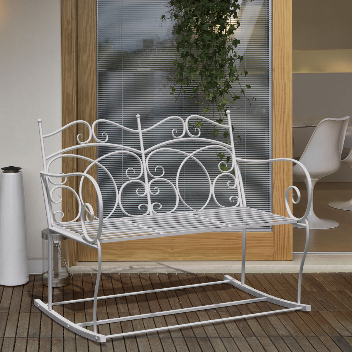 Outsunny 2-Seater Antique Metal Outdoor Rocking Bench with Armrests