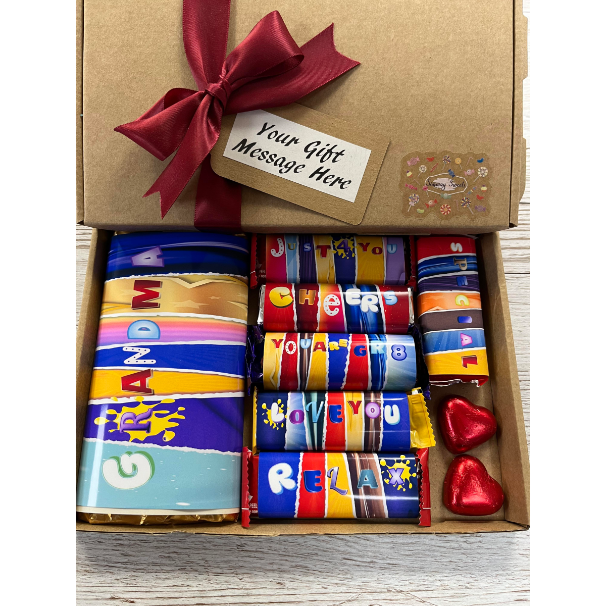 Mother’s Day Gift Box with Fun Chocolate Bar Wrappers for Grandma (HTML)