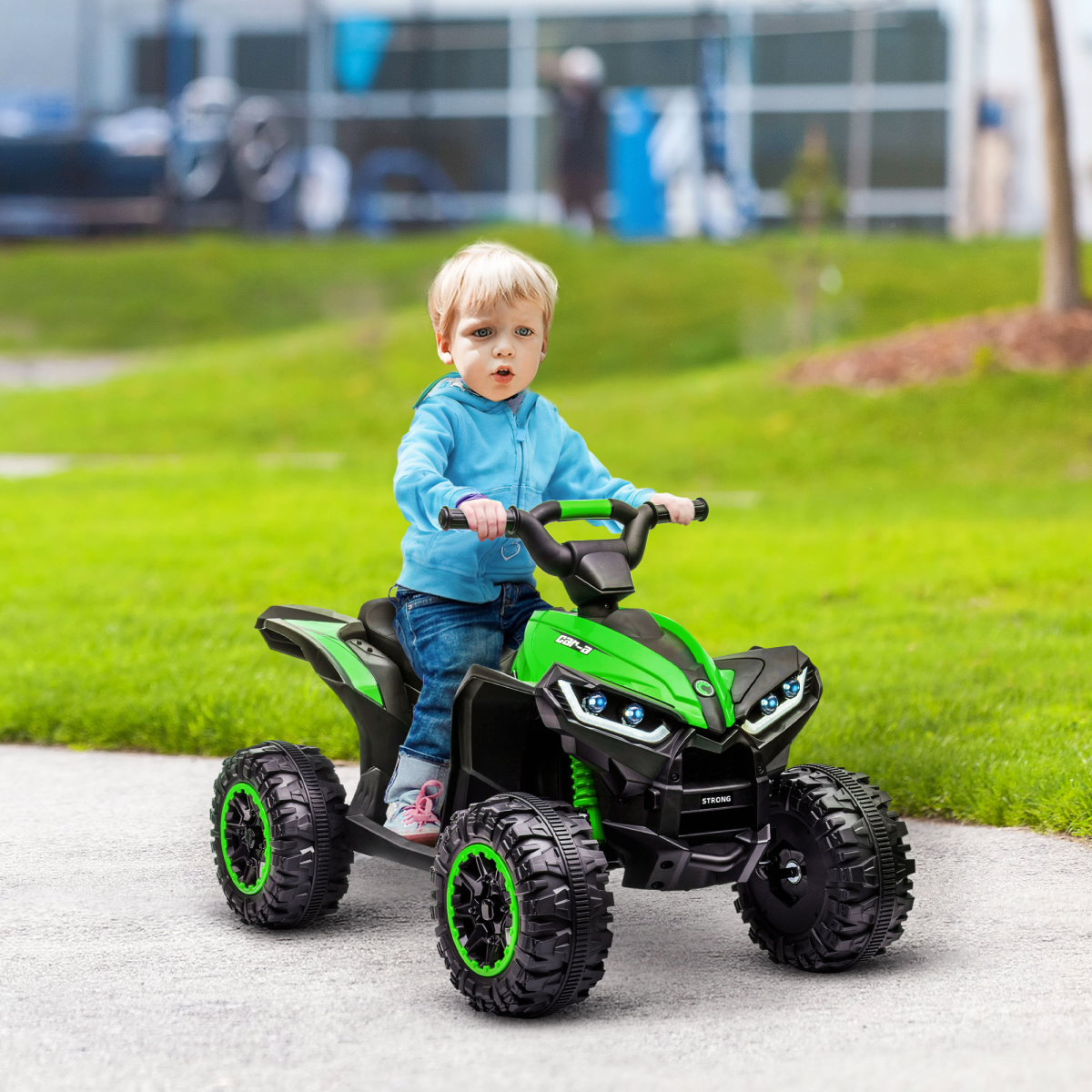 HOMCOM 12V Kids Electric Quad Bike Ride-On ATV, Green, Ages 3-5