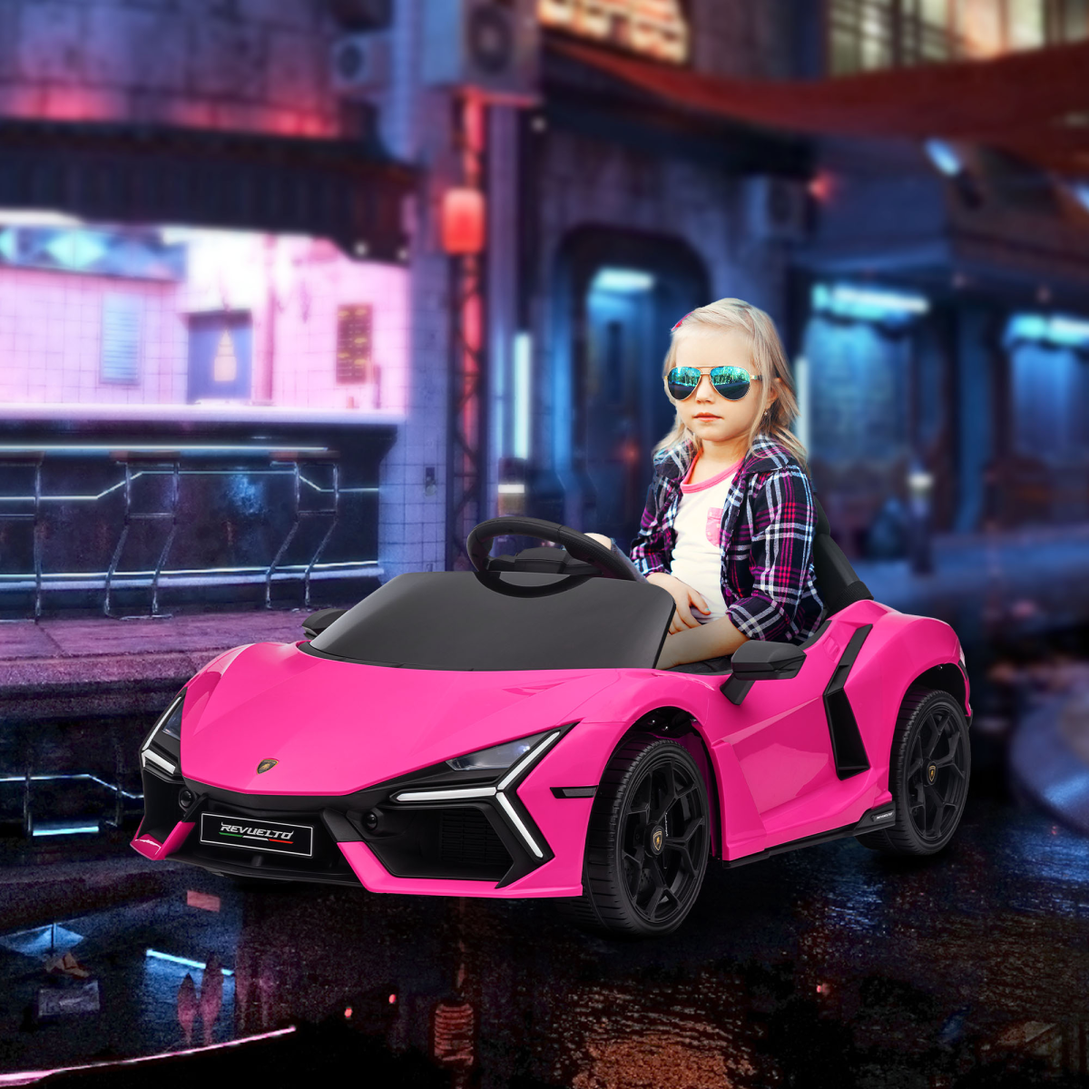 AIYAPLAY Lamborghini Revuelto Licensed Pink Ride On Car with Suspension