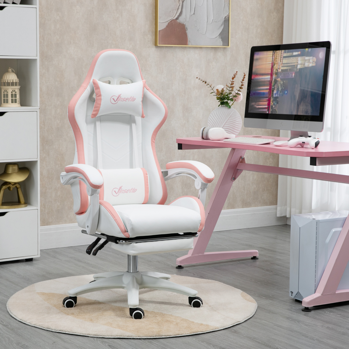 Vinsetto Faux Leather Gaming Chair with Reclining Back & Footrest