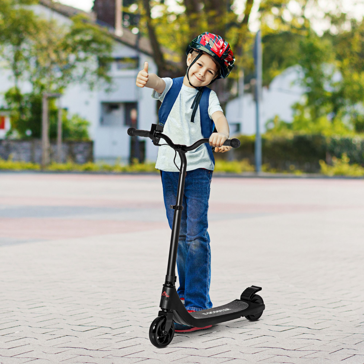120W Electric Scooter with Battery Level Display, Rear Brake, Adjustable Height, Black