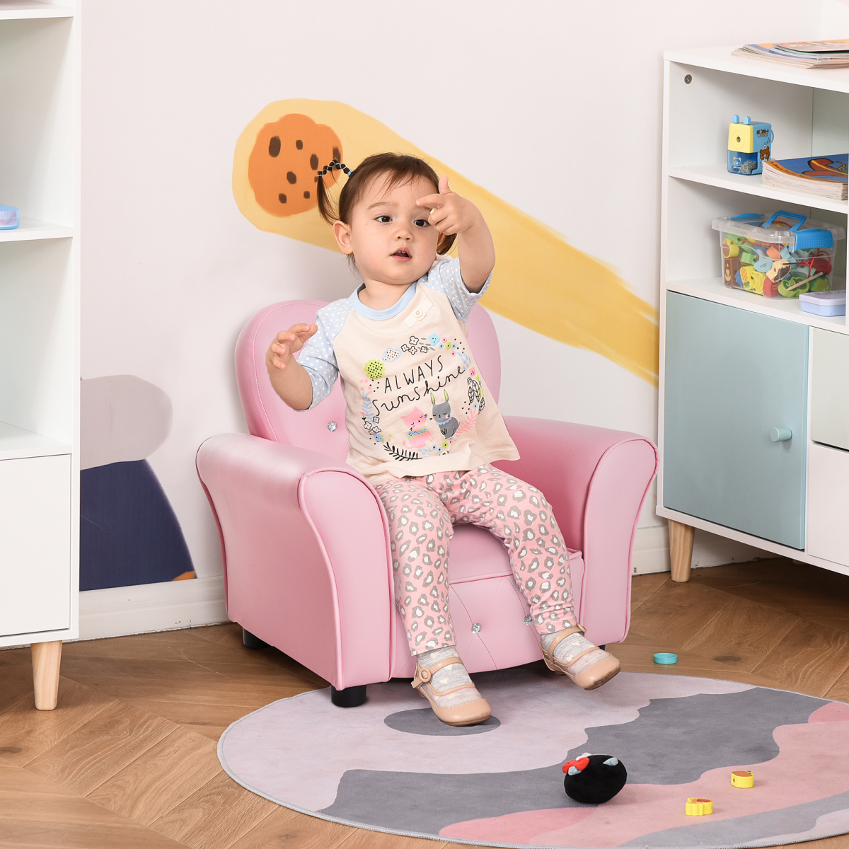 HOMCOM Pink Toddler Mini Sofa, Children Armchair, 18M+