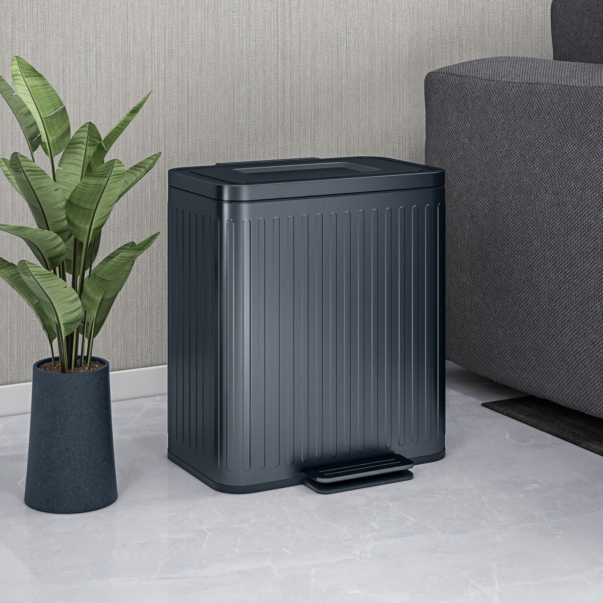 HOMCOM 2 x 20L Double Pedal Bin with Soft-Close Lid, Black