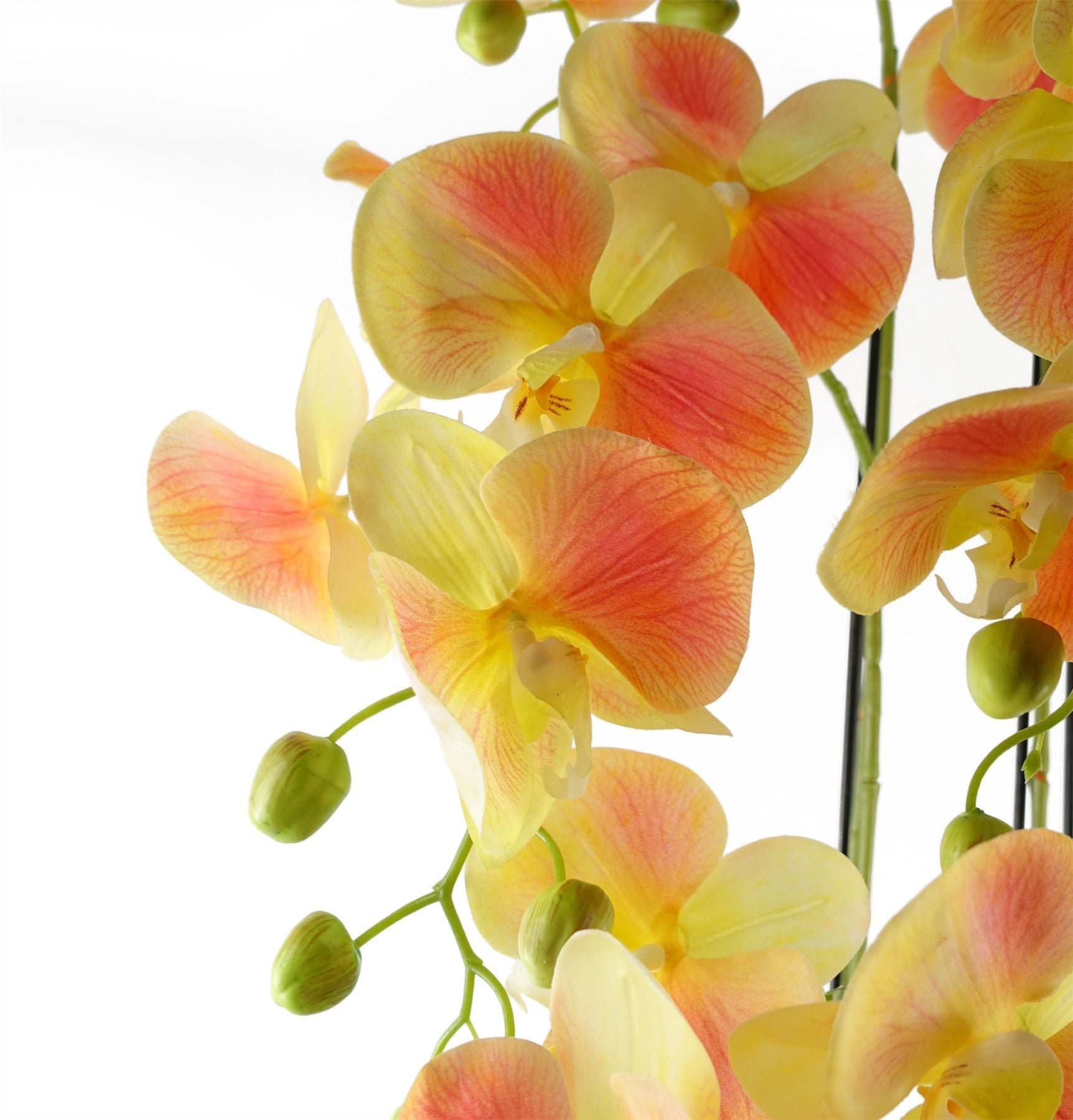 Leaf 110cm Large Yellow Peach Artificial Orchid Plant with 41 Real Touch Flowers