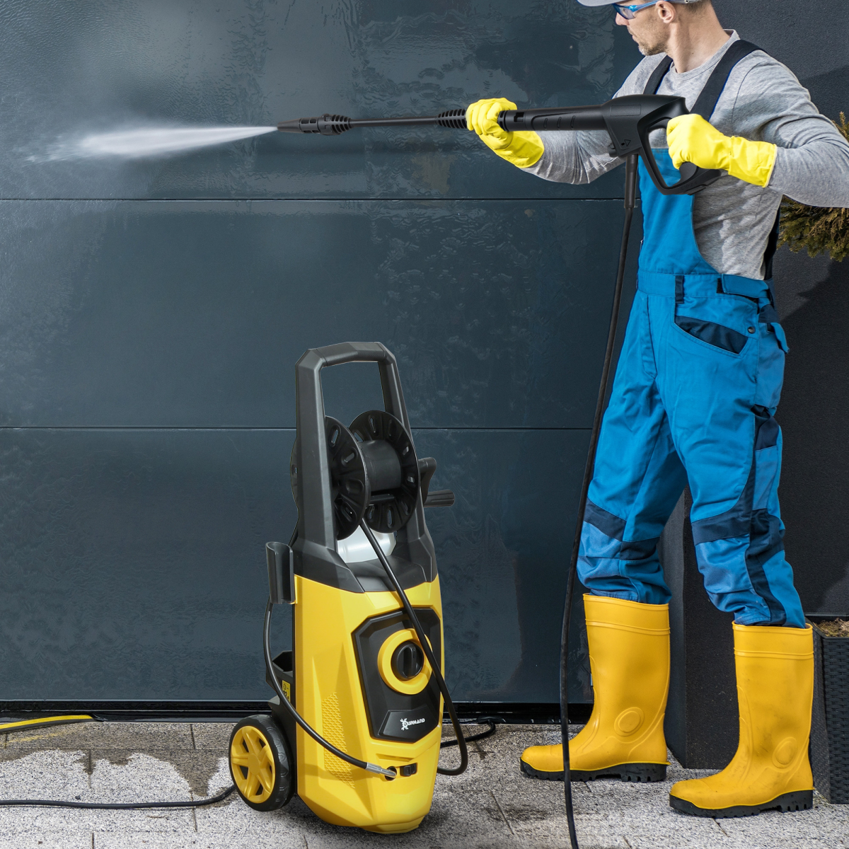 DURHAND 1800W Portable Pressure Washer, 150 Bar, 510 L/h, Yellow