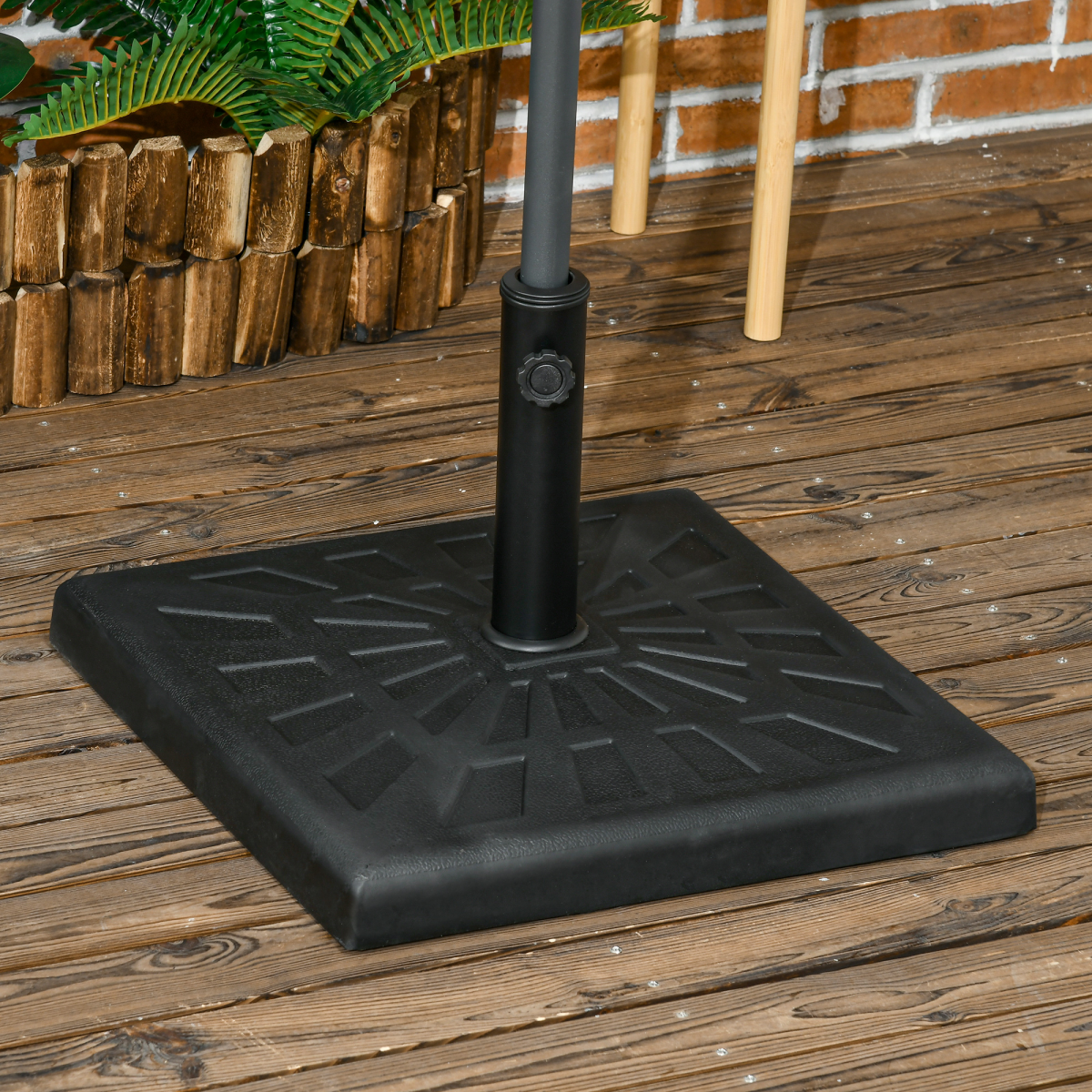 Outsunny 19kg Square Resin Garden Parasol Base for Poles of 32mm, 38mm, 48mm