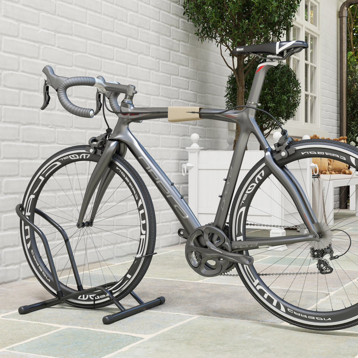 SPORTNOW Steel Bike Storage Rack with Auto-Lock for Indoor Use