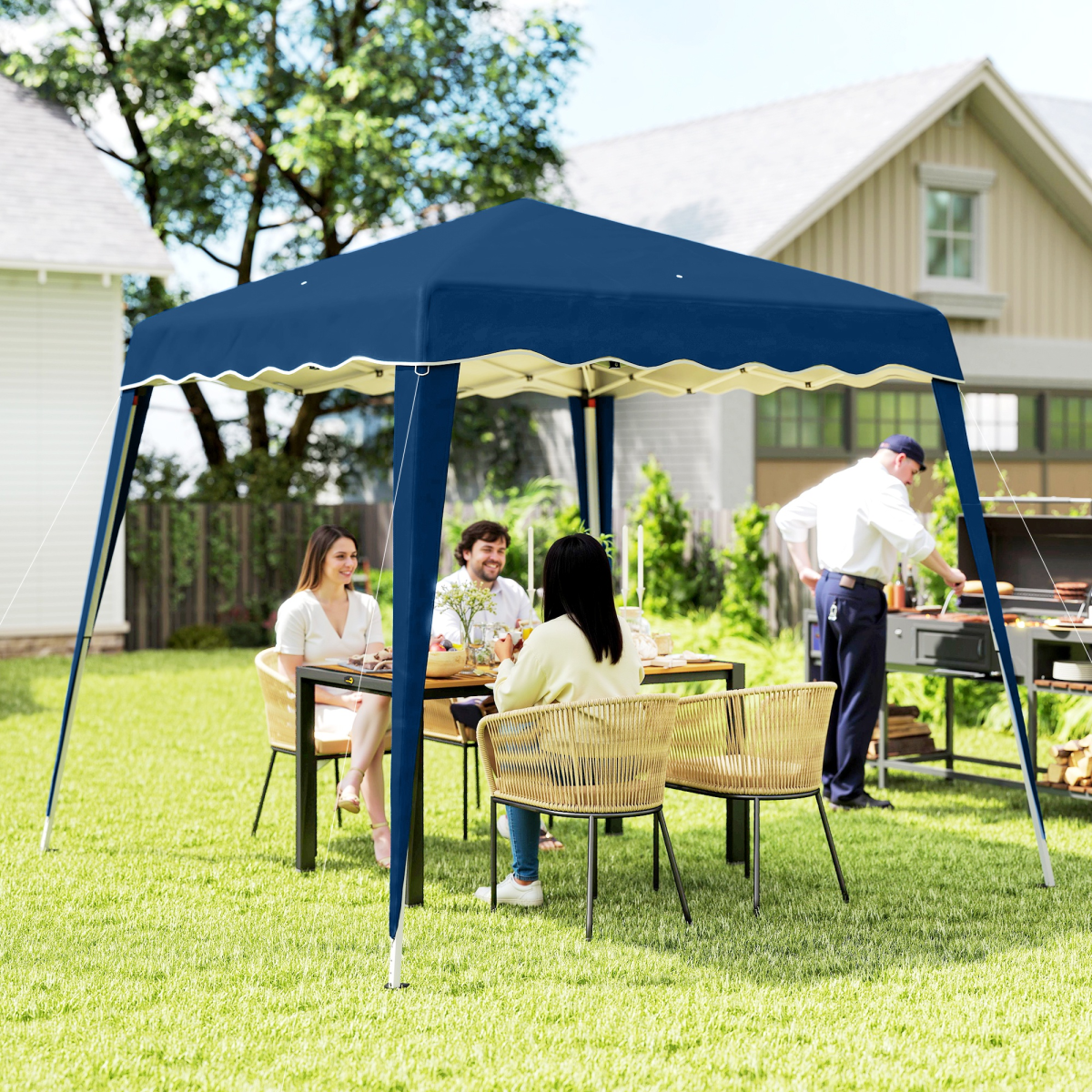 Outsunny 2.5m x 2.5m Pop Up Gazebo Tent, Water-Resistant, Blue