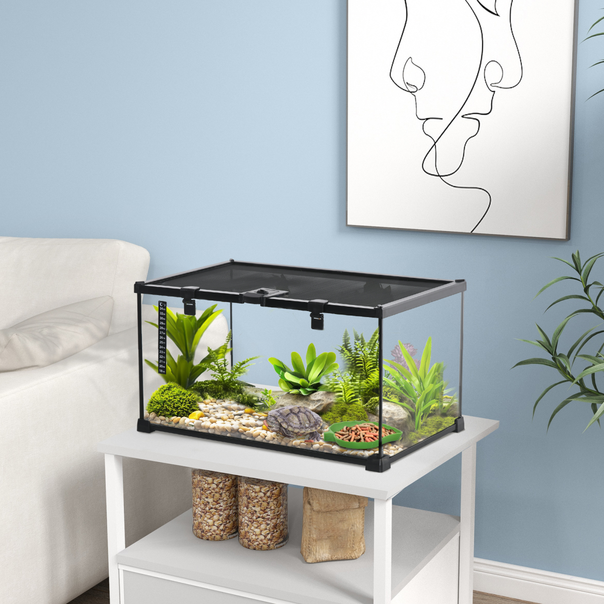 Pawhut Glass Reptile Terrarium Habitat for Lizards, Frogs and Snakes