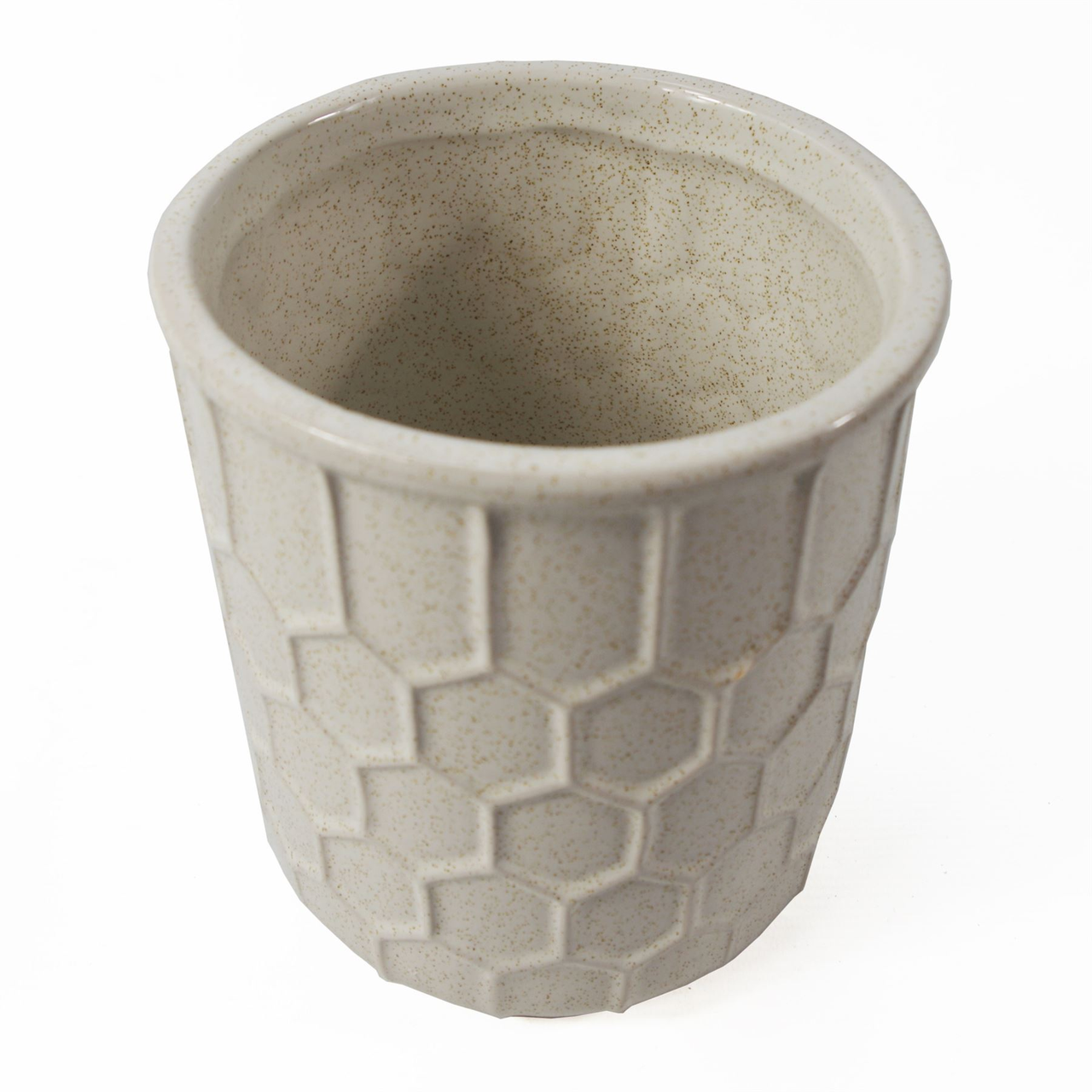 White Honeycomb Ceramic Planter 13.4 x 13.4 x 17cm