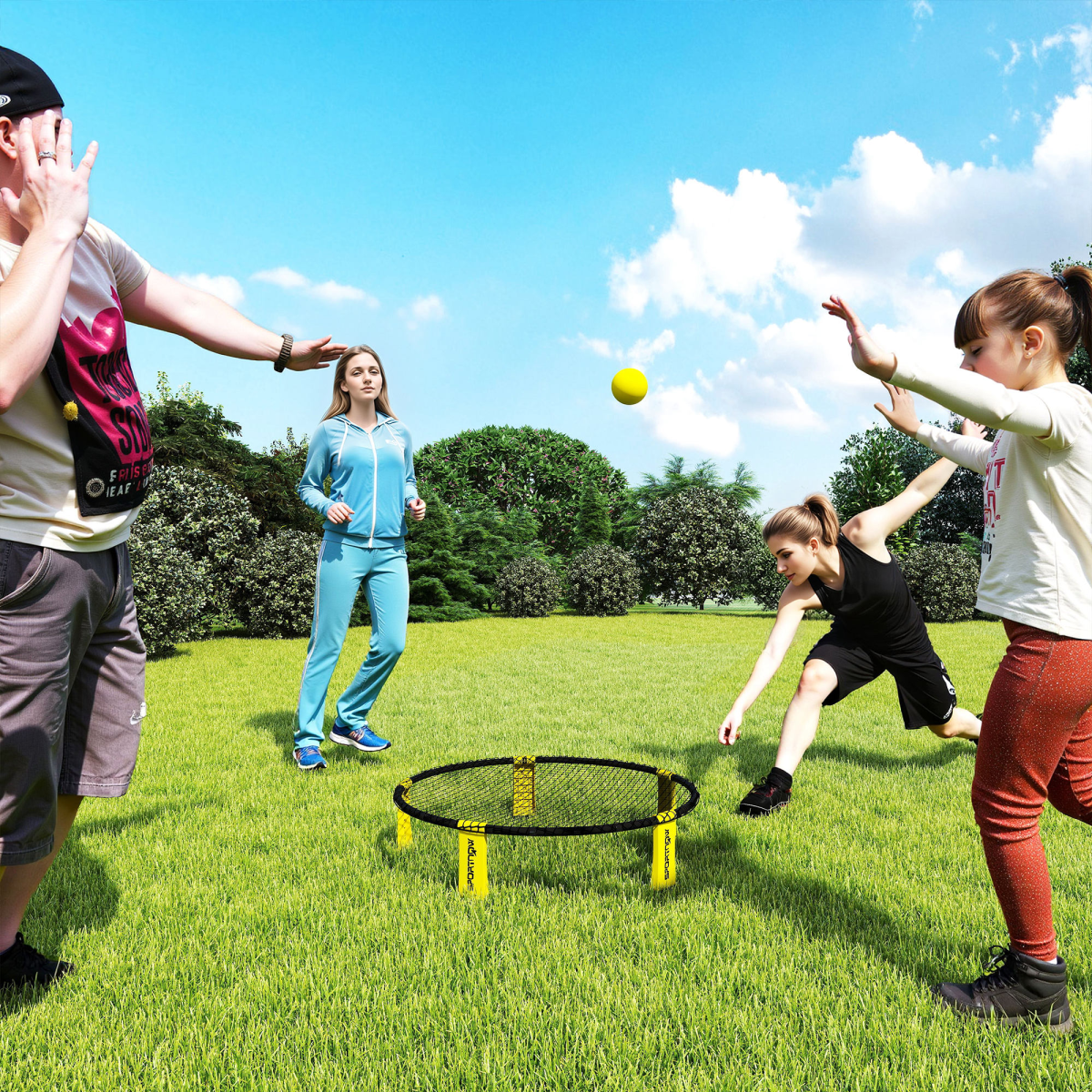 SPORTNOW Spikeball Game Set with Net, 3 Balls & Pump