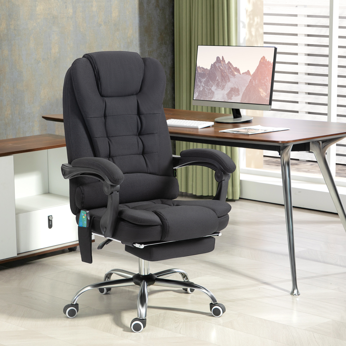 Vinsetto Massage Office Chair with Heat, Recline & Footrest, Black