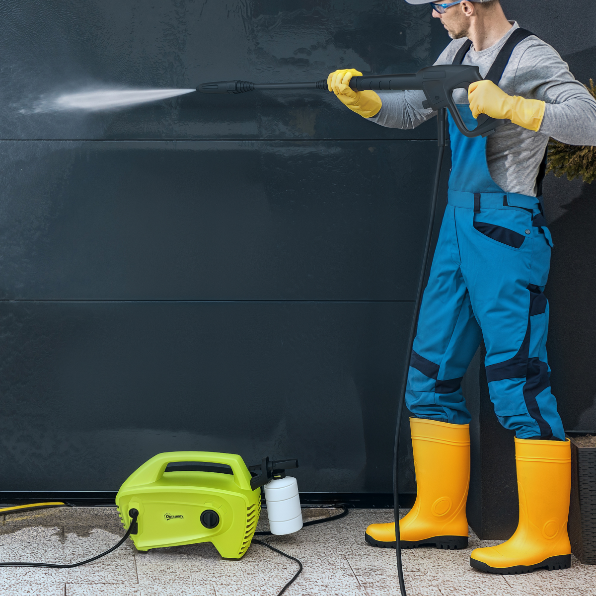 Outsunny 1600W 130 Bar Pressure Washer, 6m Hose, Green