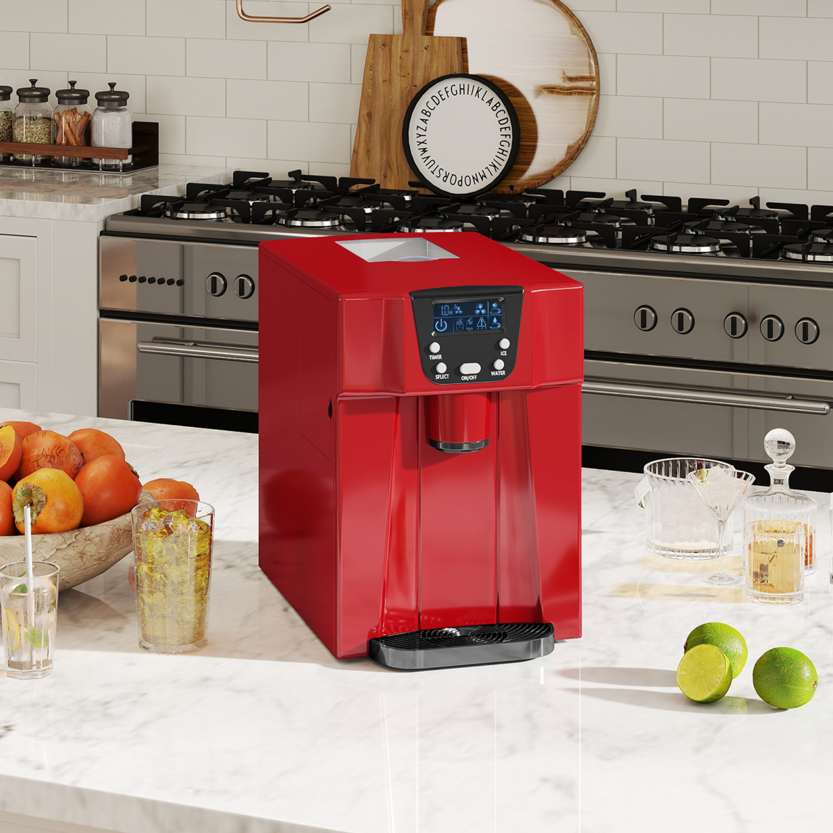 HOMCOM Ice Maker & Water Dispenser, 12kg/Day, 9 Cubes in 6-10 Mins