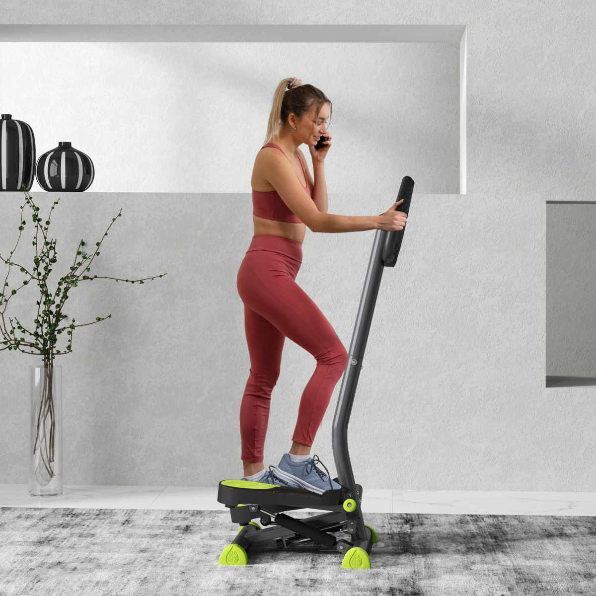 Height Adjustable Twister Stepper Machine with LCD Screen, Grey