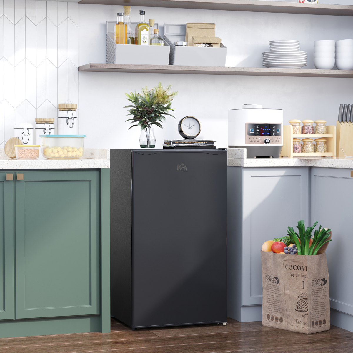 HOMCOM 91L Freestanding Under Counter Fridge with Chiller Box, Reversible Door, Black