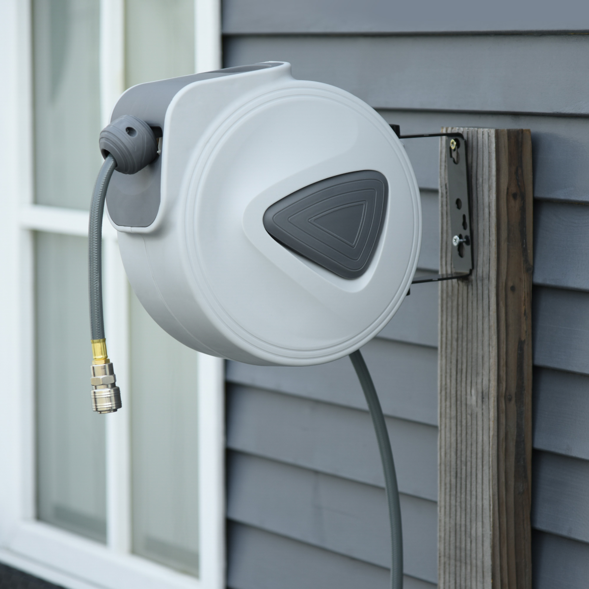 DURHAND Retractable Auto Air Hose Reel 10m + 90cm Lead Hose, 3/8 in (9.5 mm) Hose, 1/4 in Connector