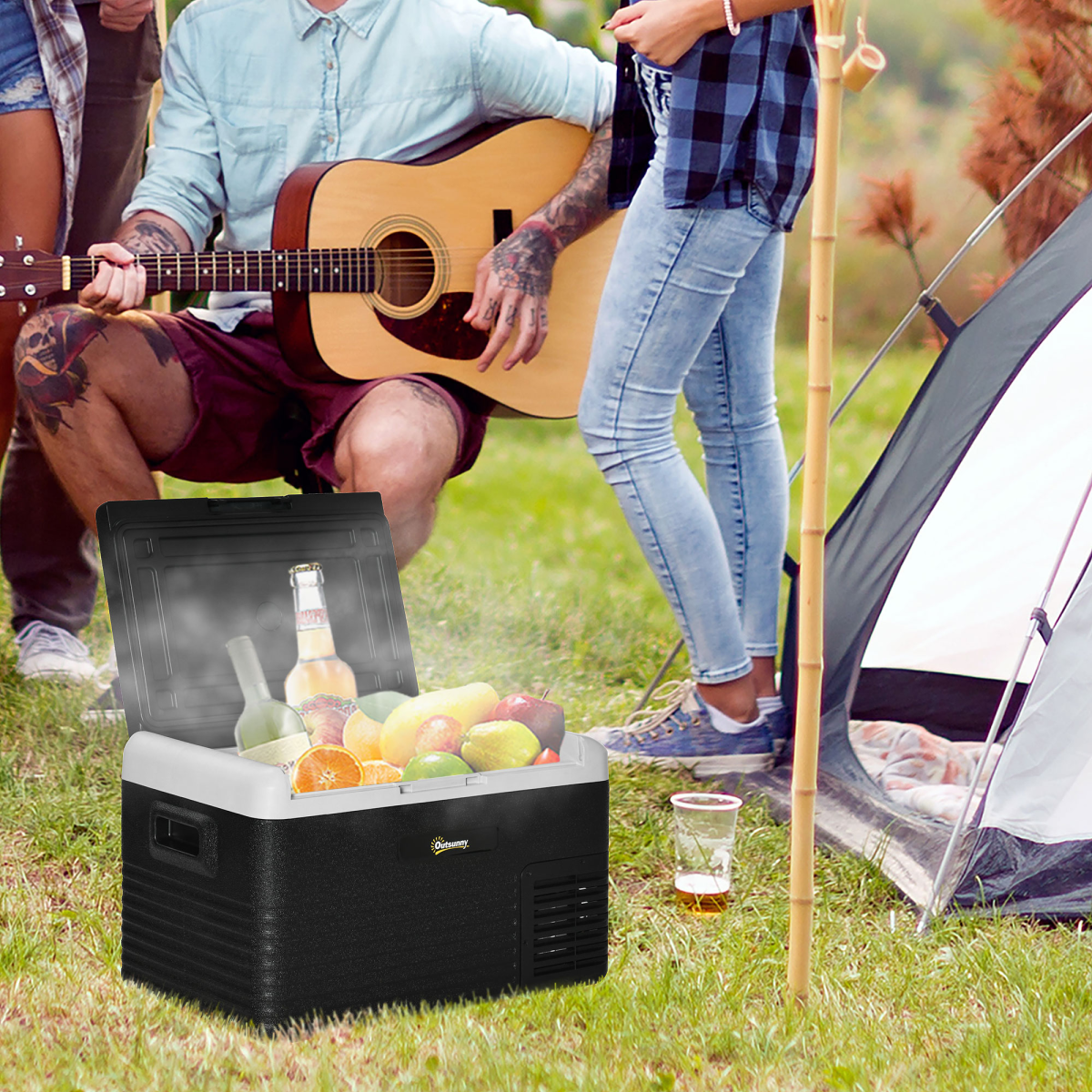 30L Portable Car Refrigerator Freezer 12V/24V DC 110/240V AC for Camping and Driving