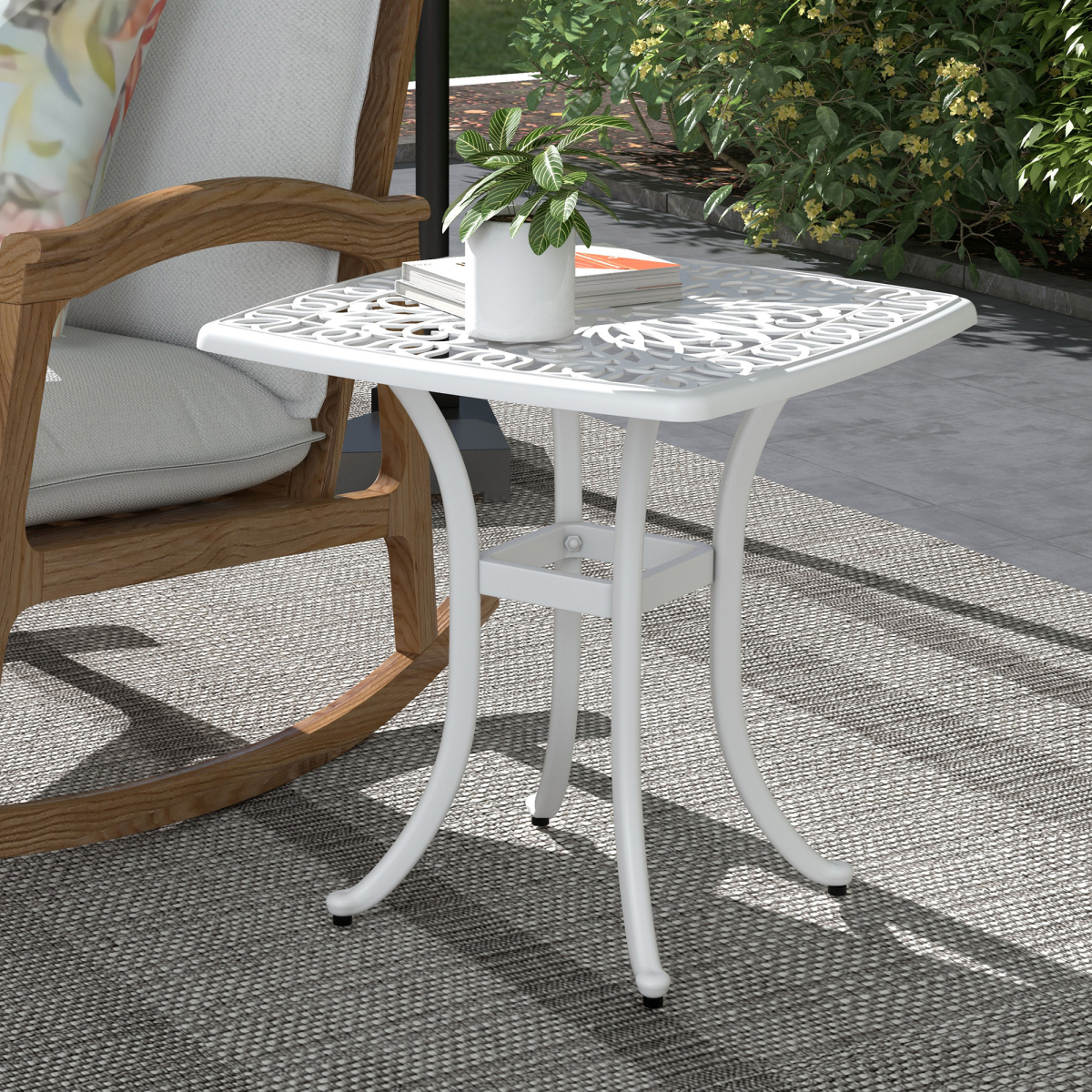 Outsunny White Cast Aluminium Bistro Table with Umbrella Hole