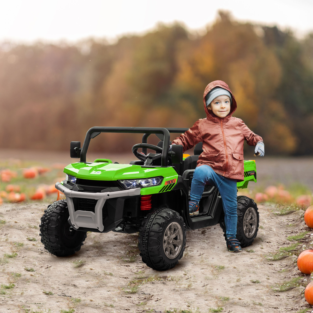 HOMCOM 12V Two-Seater Kids Ride-On Truck with Remote Control - Green