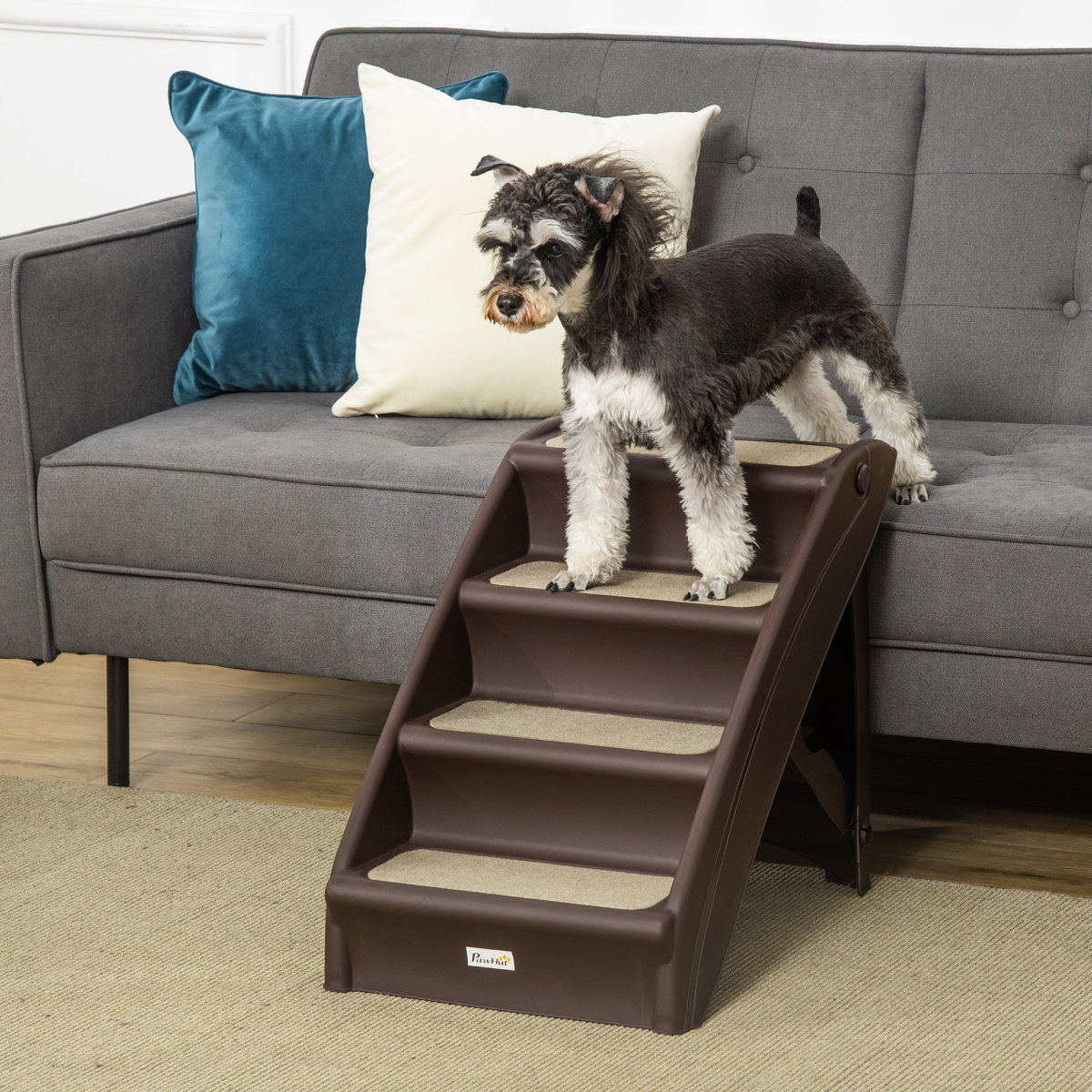 Foldable Non-Slip Pet Steps for Bed and Sofa, Small Dogs and Cats, Brown