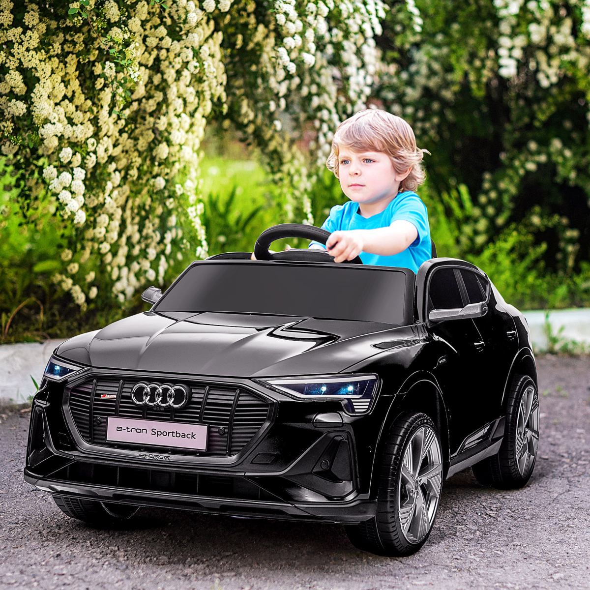 HOMCOM Licensed Audi E-tron Kids Electric Ride-On Car with Remote Control, LED Lights, Music and Seatbelt