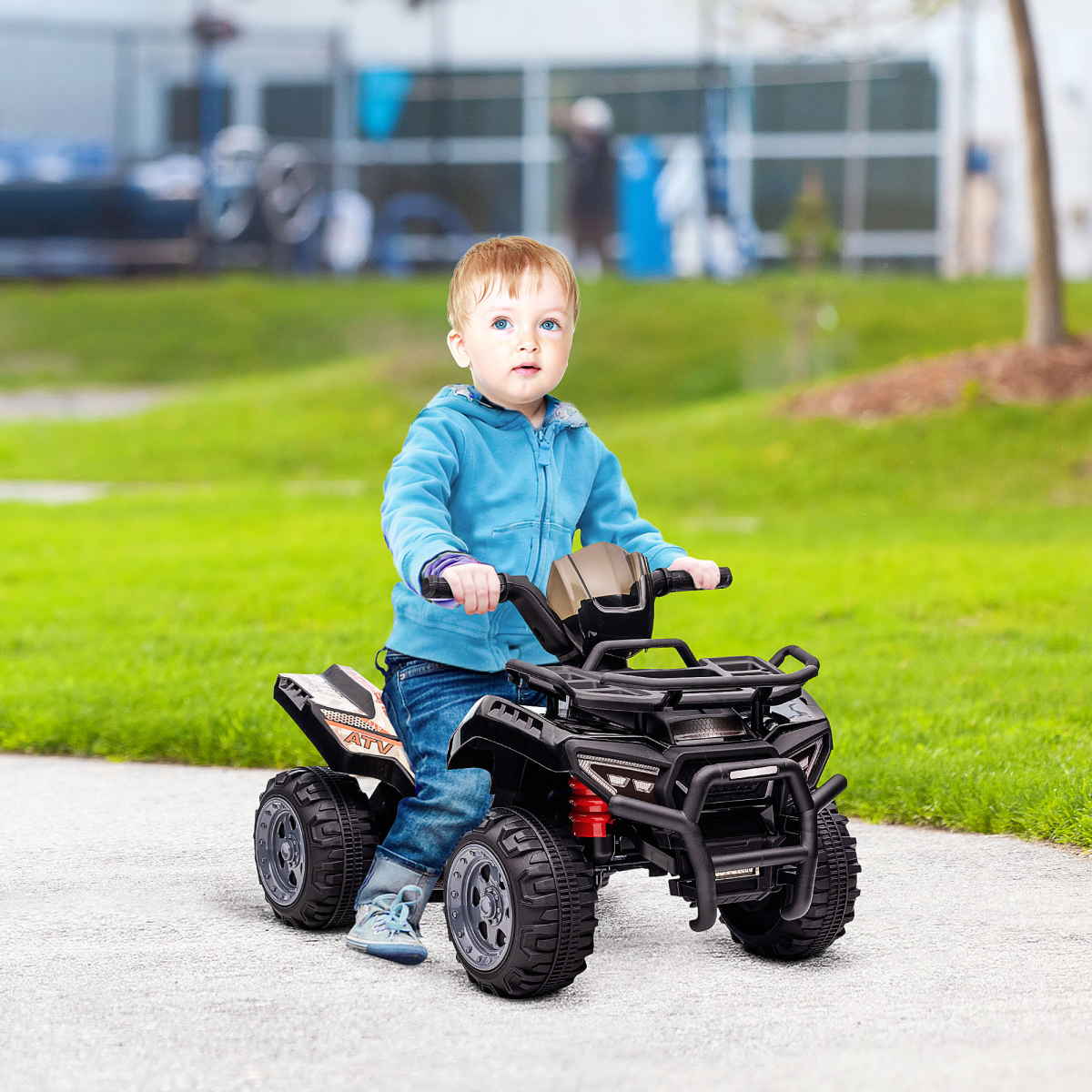 Kids Electric Ride-On ATV with Music, Black, 18-36 Months