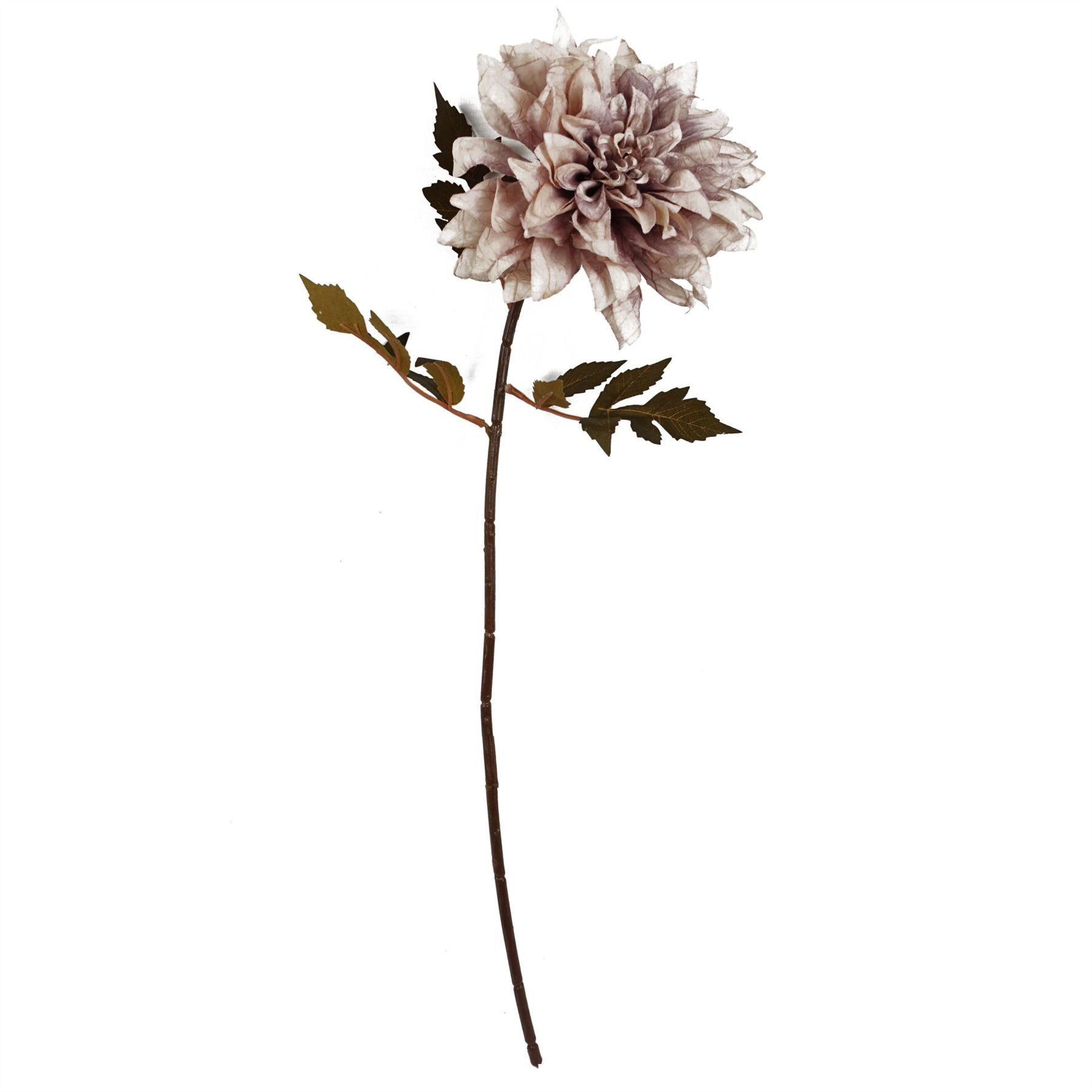 Leaf 55cm Dusty Pink Artificial Dahlia Flower Stem with Wired Shapable Stem
