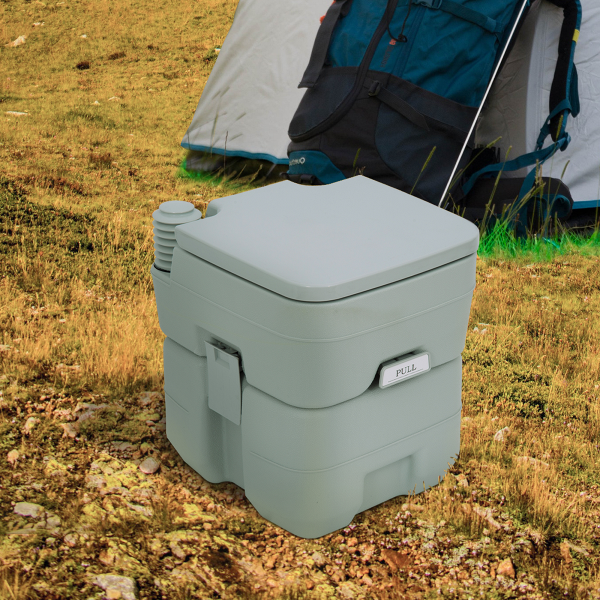 20L Portable Camping Toilet with 10L Fresh Water Tank, Piston Pump Flush, Detachable Holding Tank, for Caravan, Camping, Picnic and Fishing, Outsunny