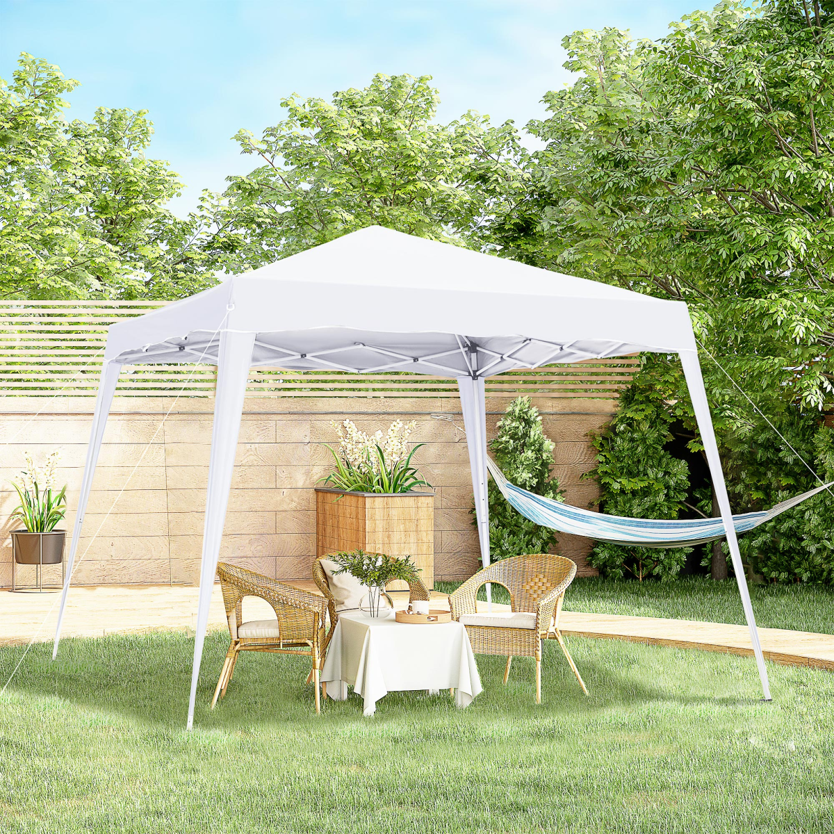Outsunny Pop-Up Party Tent, 3 x 3 m, Water-Resistant, White