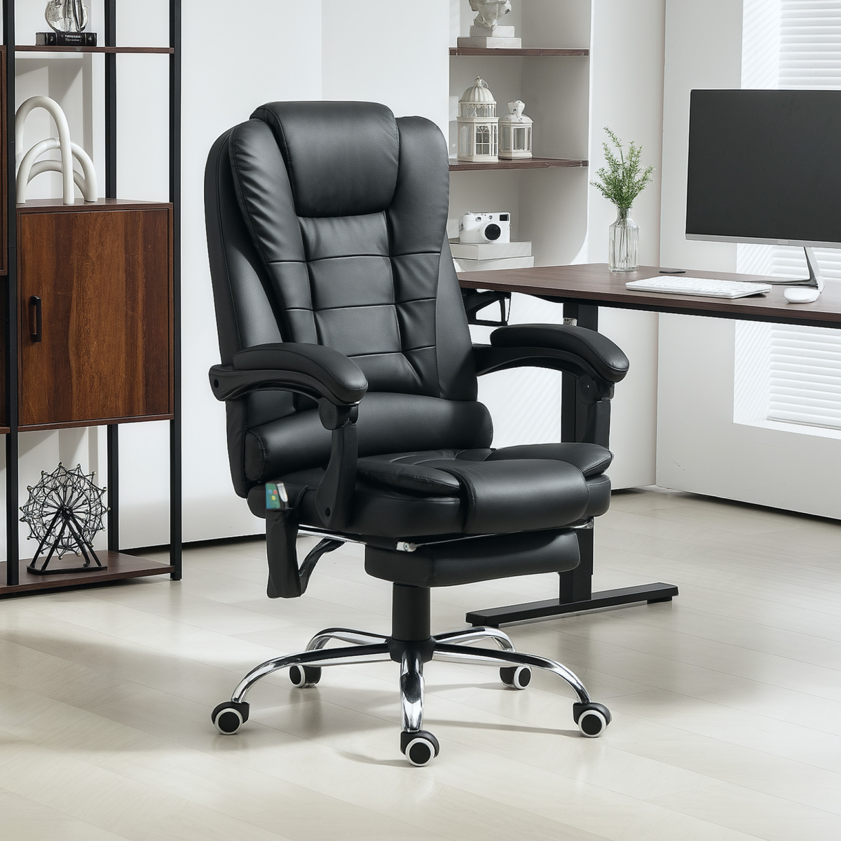 Vinsetto Heated 6-Point Vibration Massage Office Chair, Black