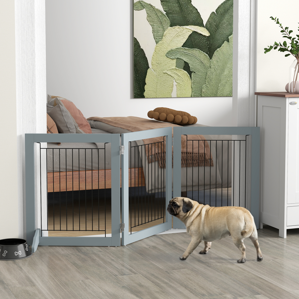 PawHut Foldable 3-Panel Pet Gate with Support Feet for Small Dogs